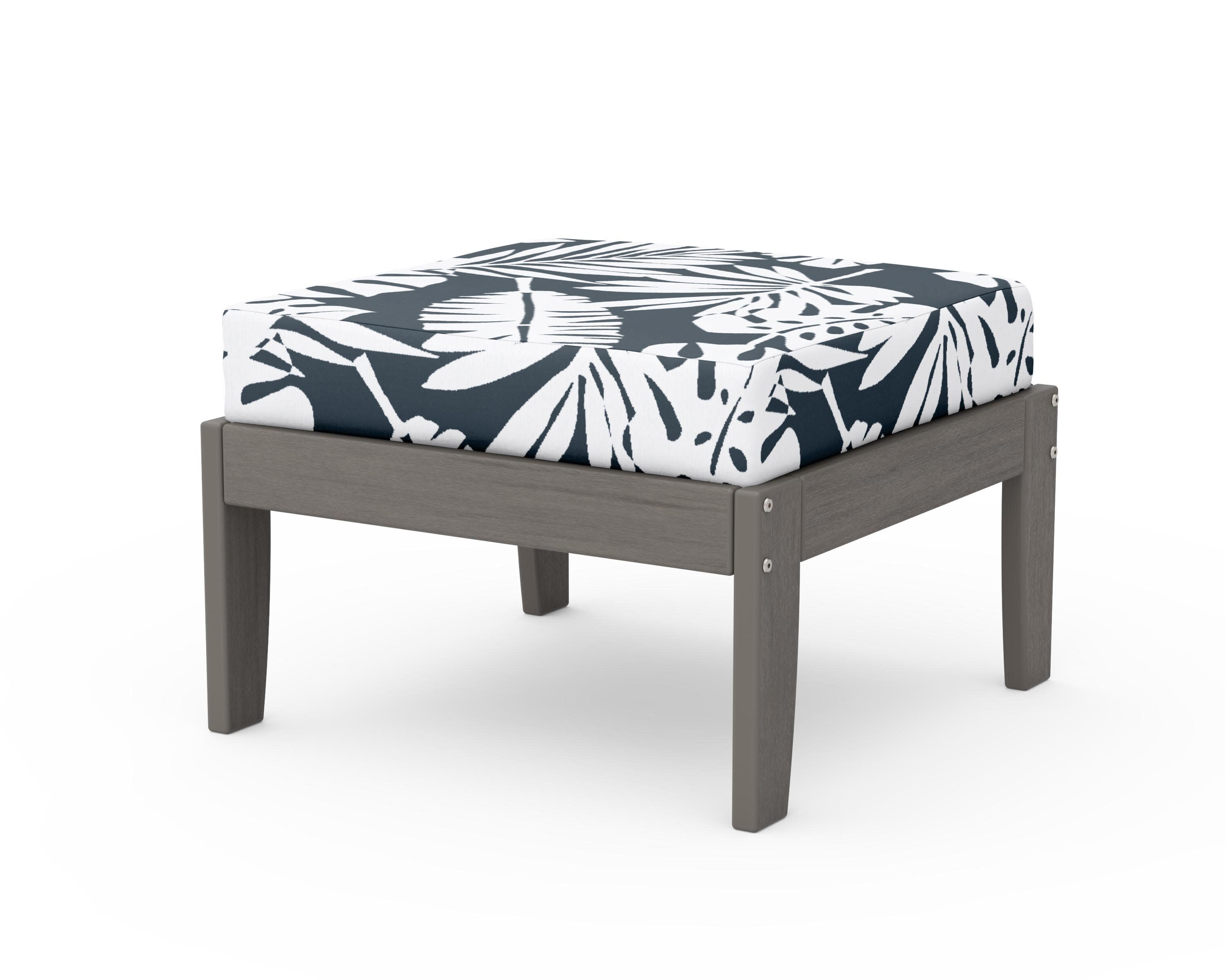 Modular Ottoman - Classic in Driftwood / Leaf Marine Indigo