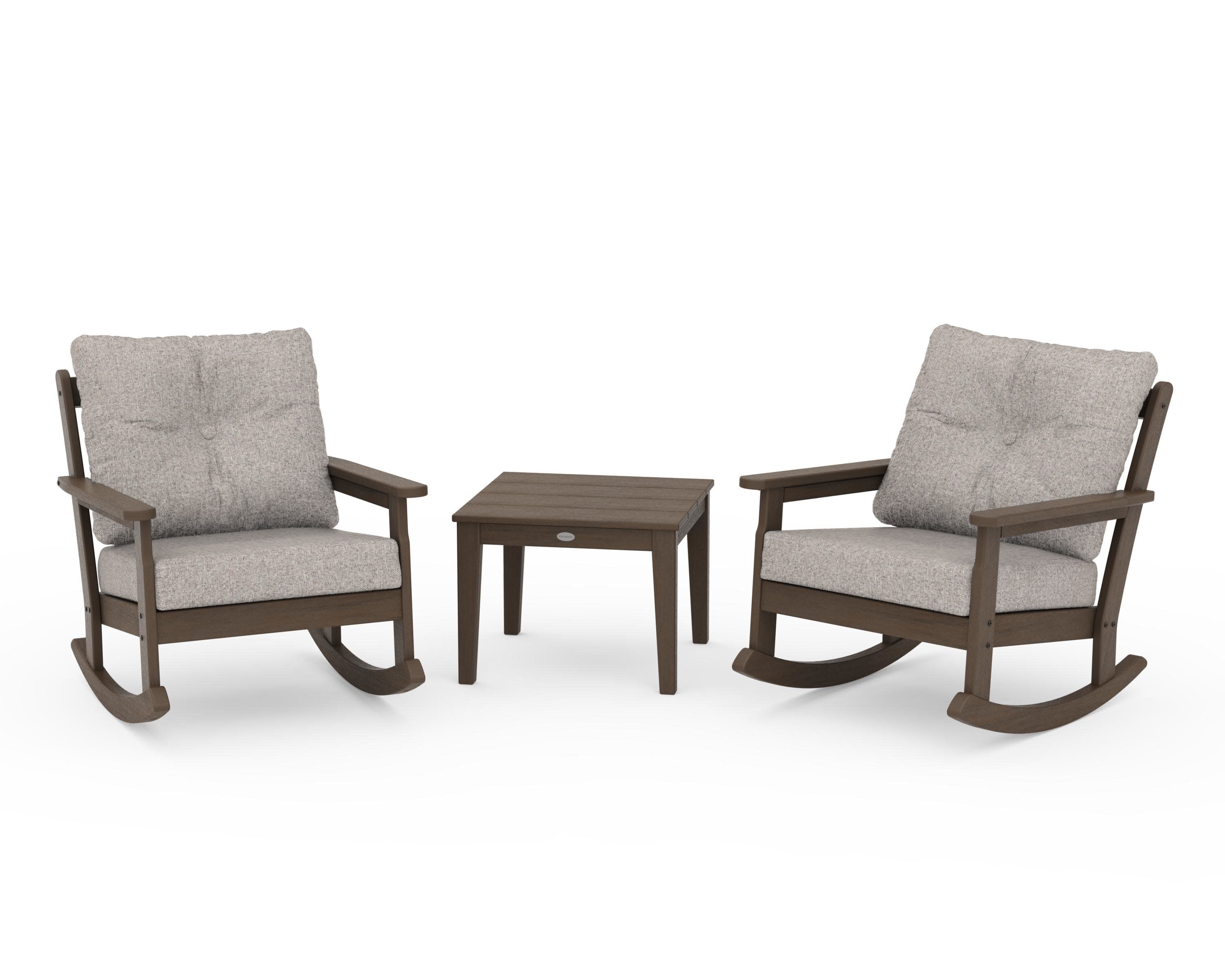 Vineyard 3-Piece Deep Seating Rocker Set in Kona / Weathered Tweed