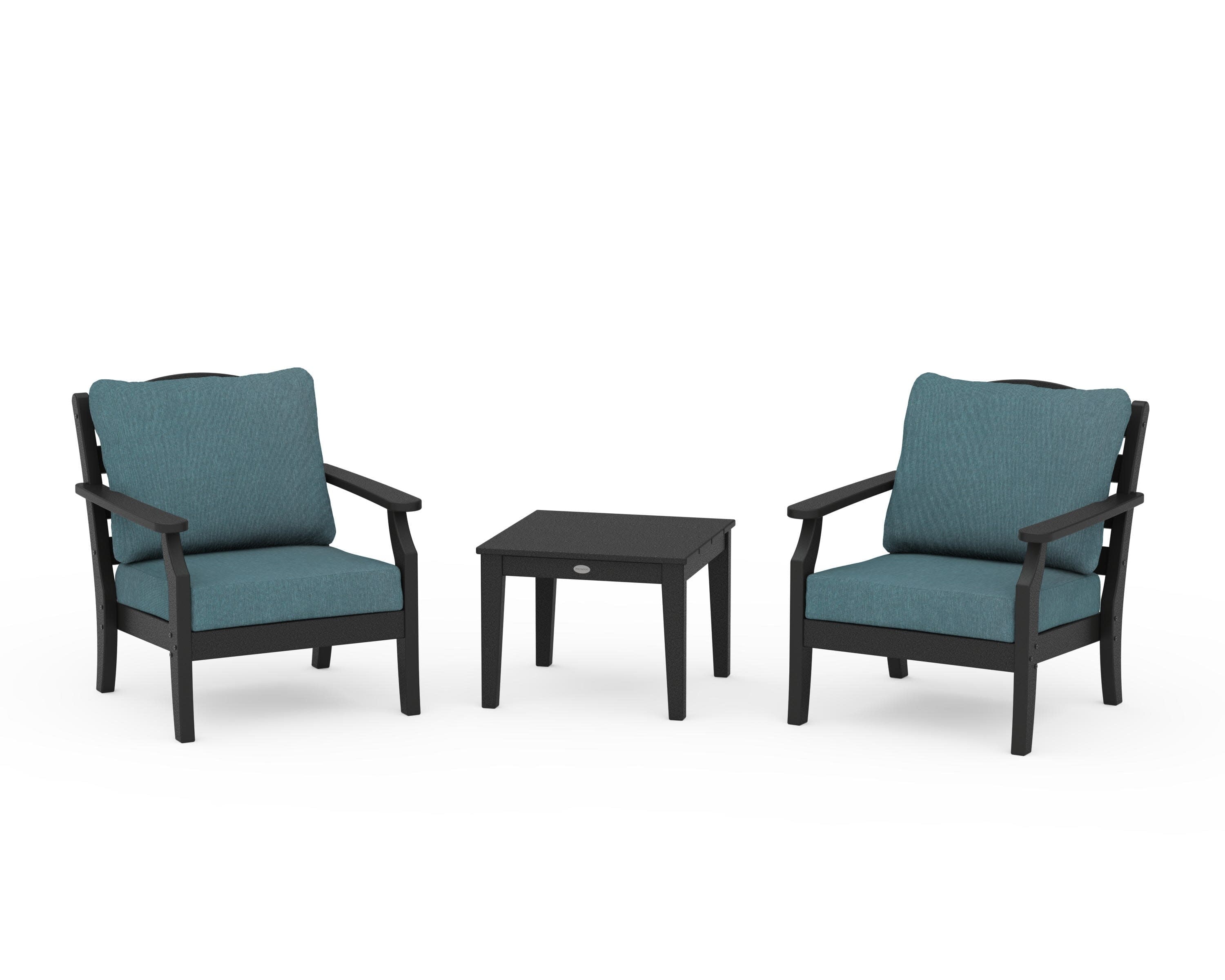 Savannah 3-Piece Deep Seating Set in Black / Ocean Teal