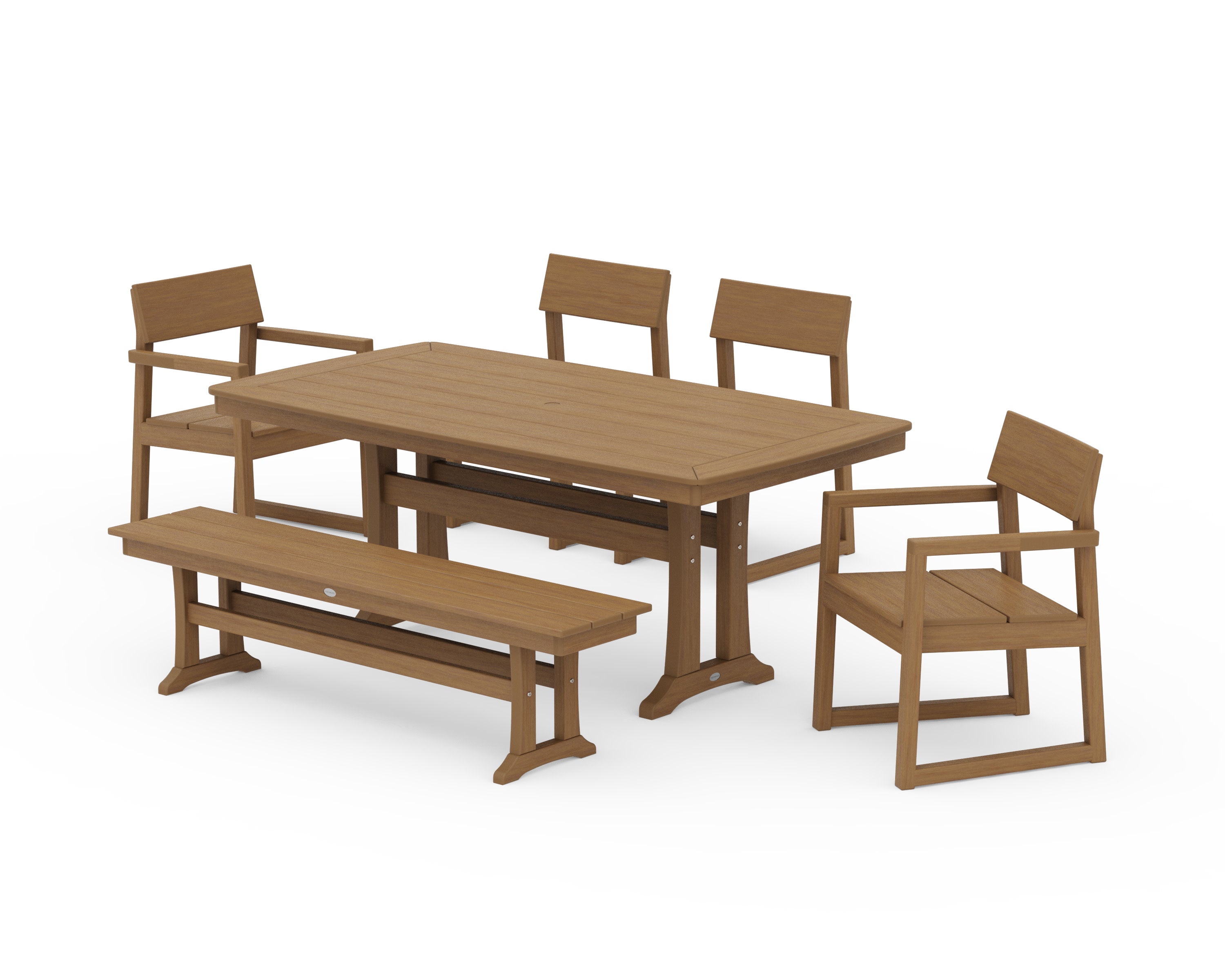 EDGE 6-Piece Dining Set with Trestle Legs in Natural