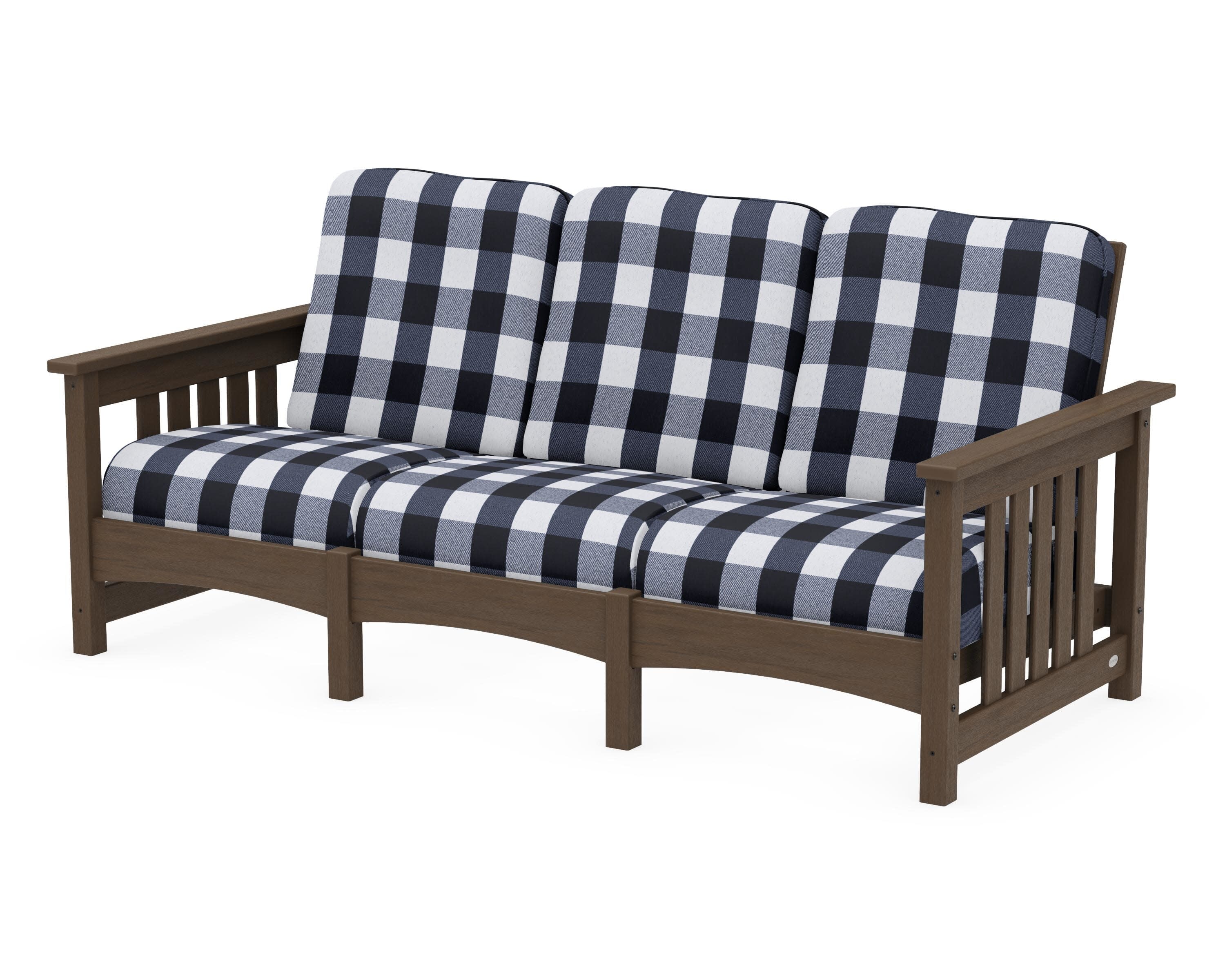 Club Mission Sofa in Kona / Buffalo Plaid Marine Indigo