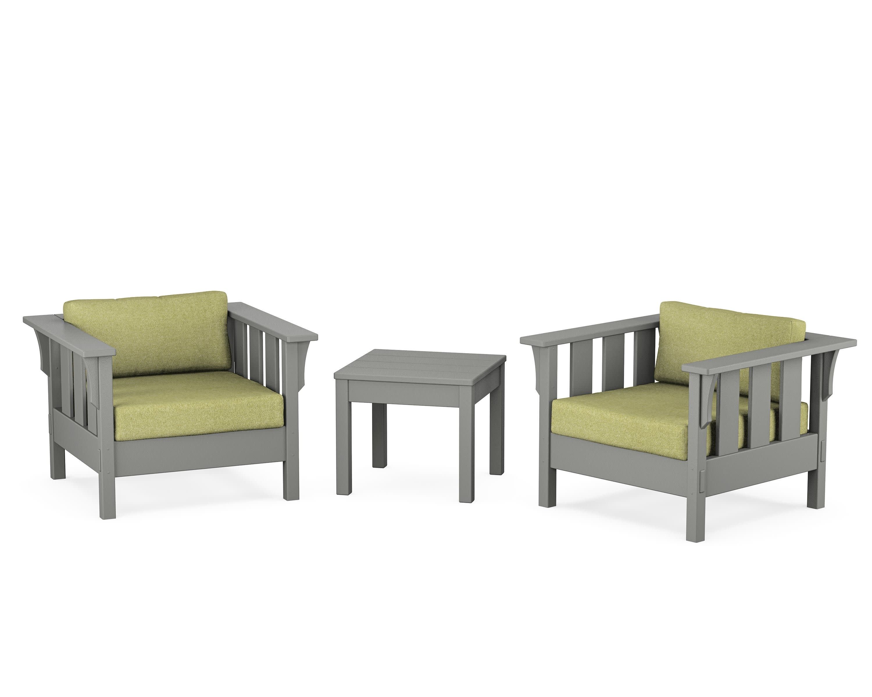 Acadia 3-Piece Deep Seating Set in Slate Grey / Chartreuse Boucle