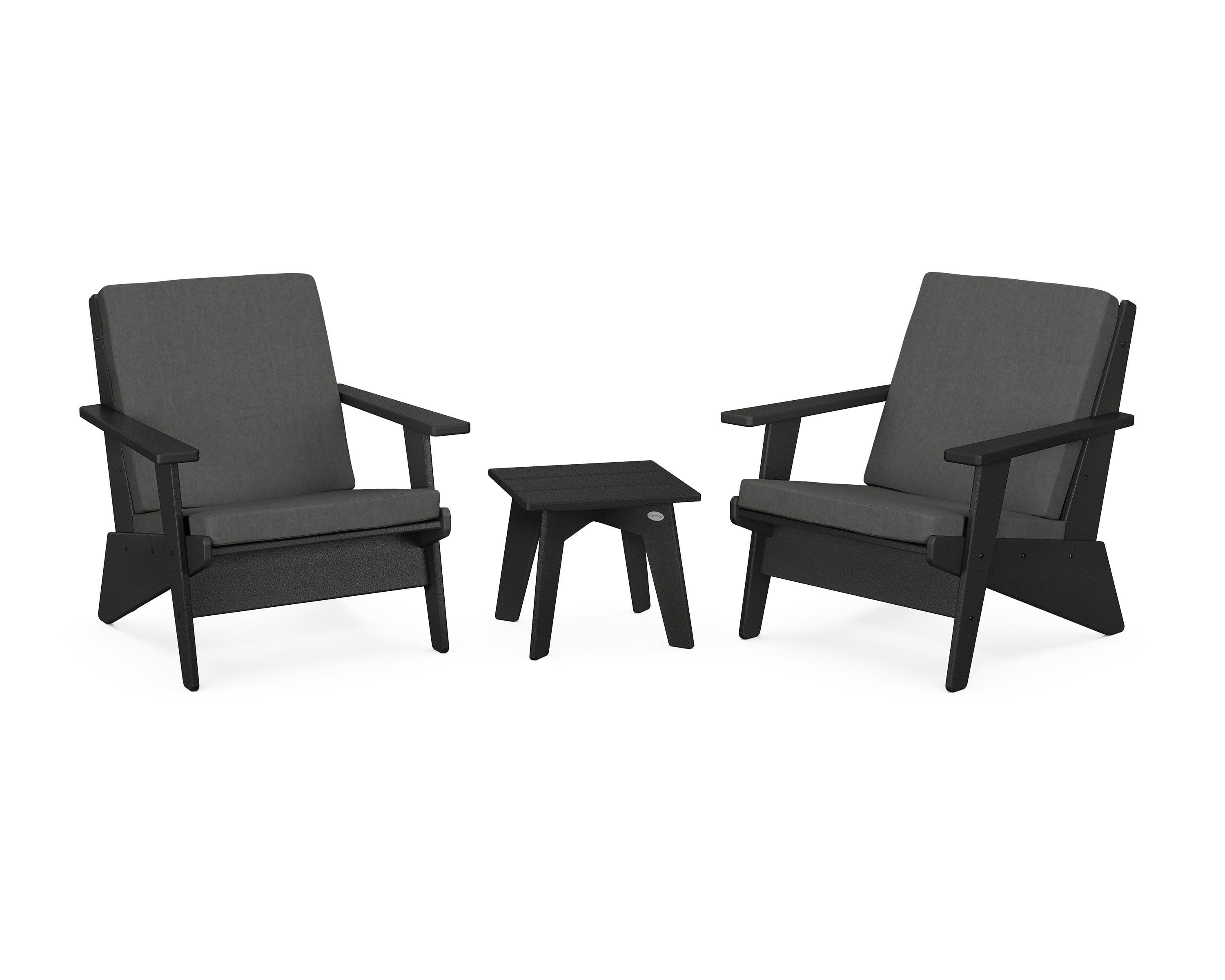 Riviera Modern Lounge 3-Piece Set in Black / Spectrum Carbon