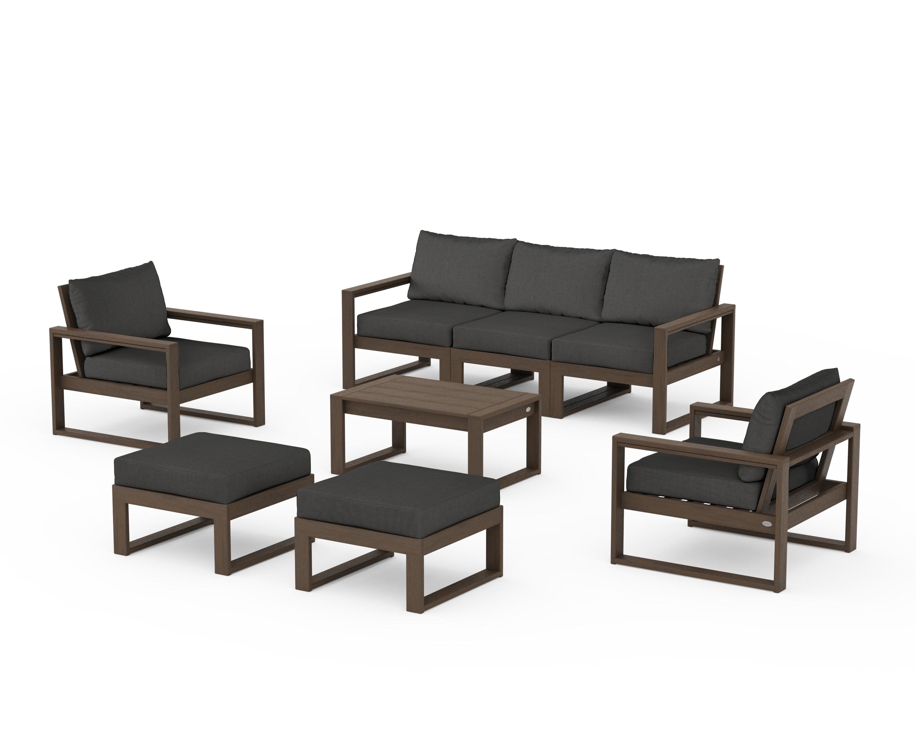 EDGE Sectional 8-Piece Lounge Sofa Set in Kona / Spectrum Carbon