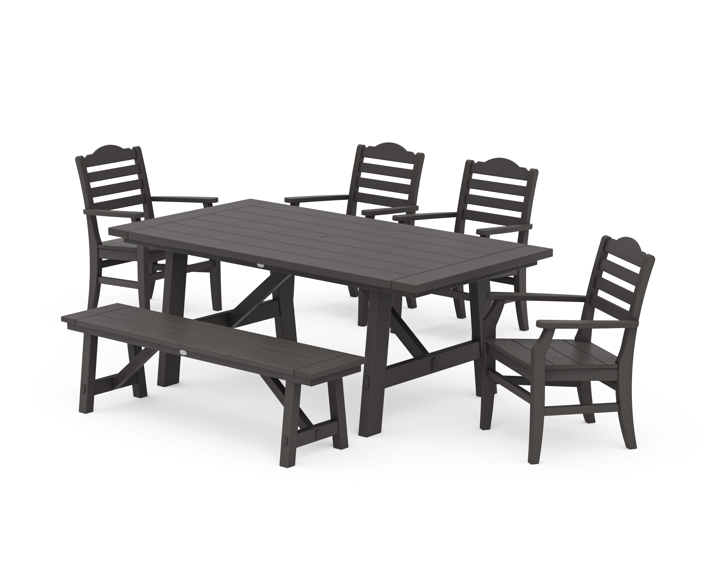 Savannah 6-Piece Rustic Farmhouse Dining Set with Bench in Vintage Coffee