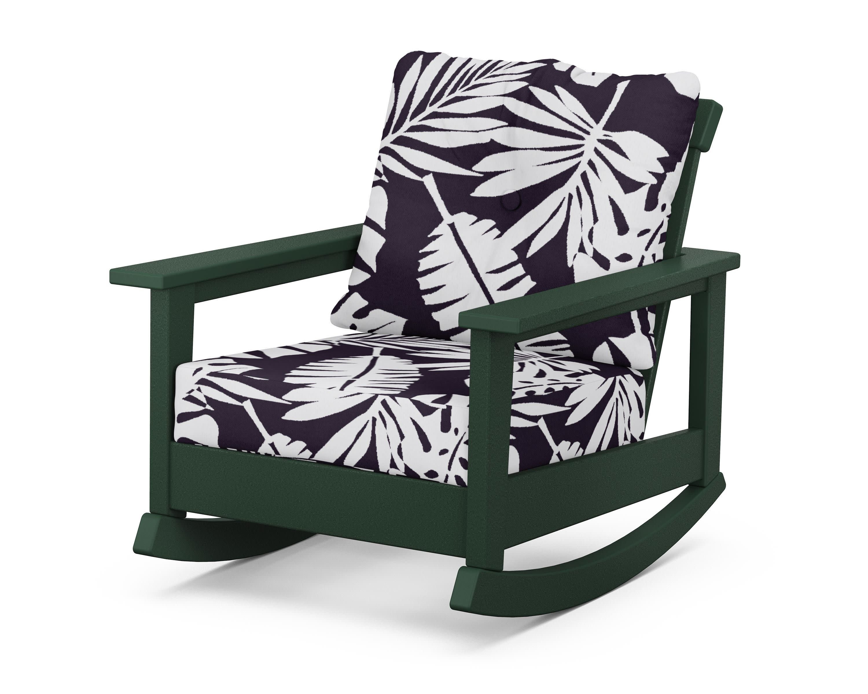 Prescott Deep Seating Rocking Chair in Green / Leaf Navy