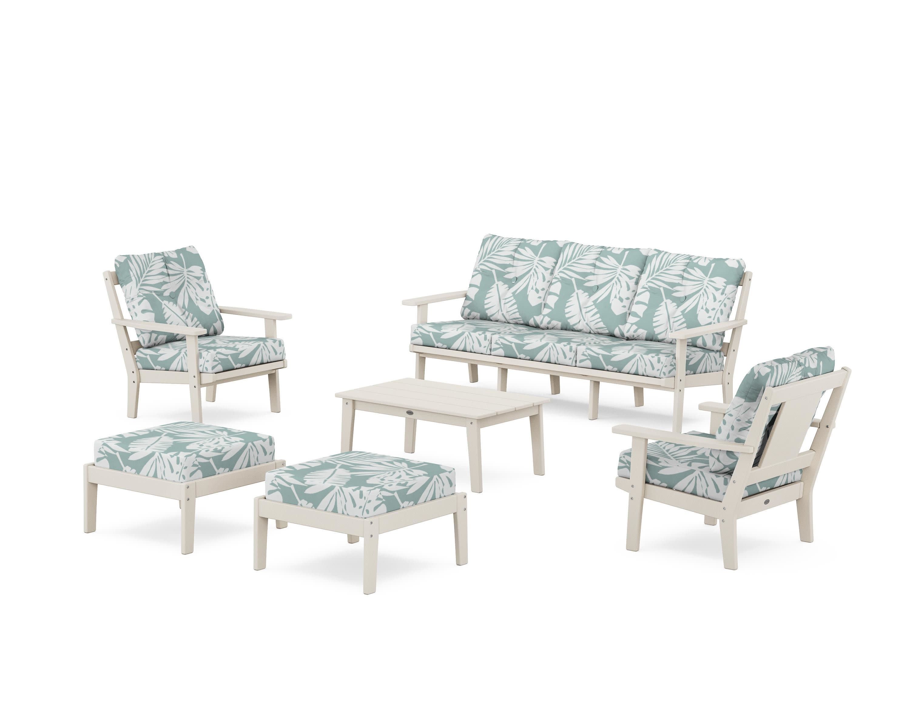 Prairie 6-Piece Lounge Sofa Set in Sand / Leaf Glacier Spa