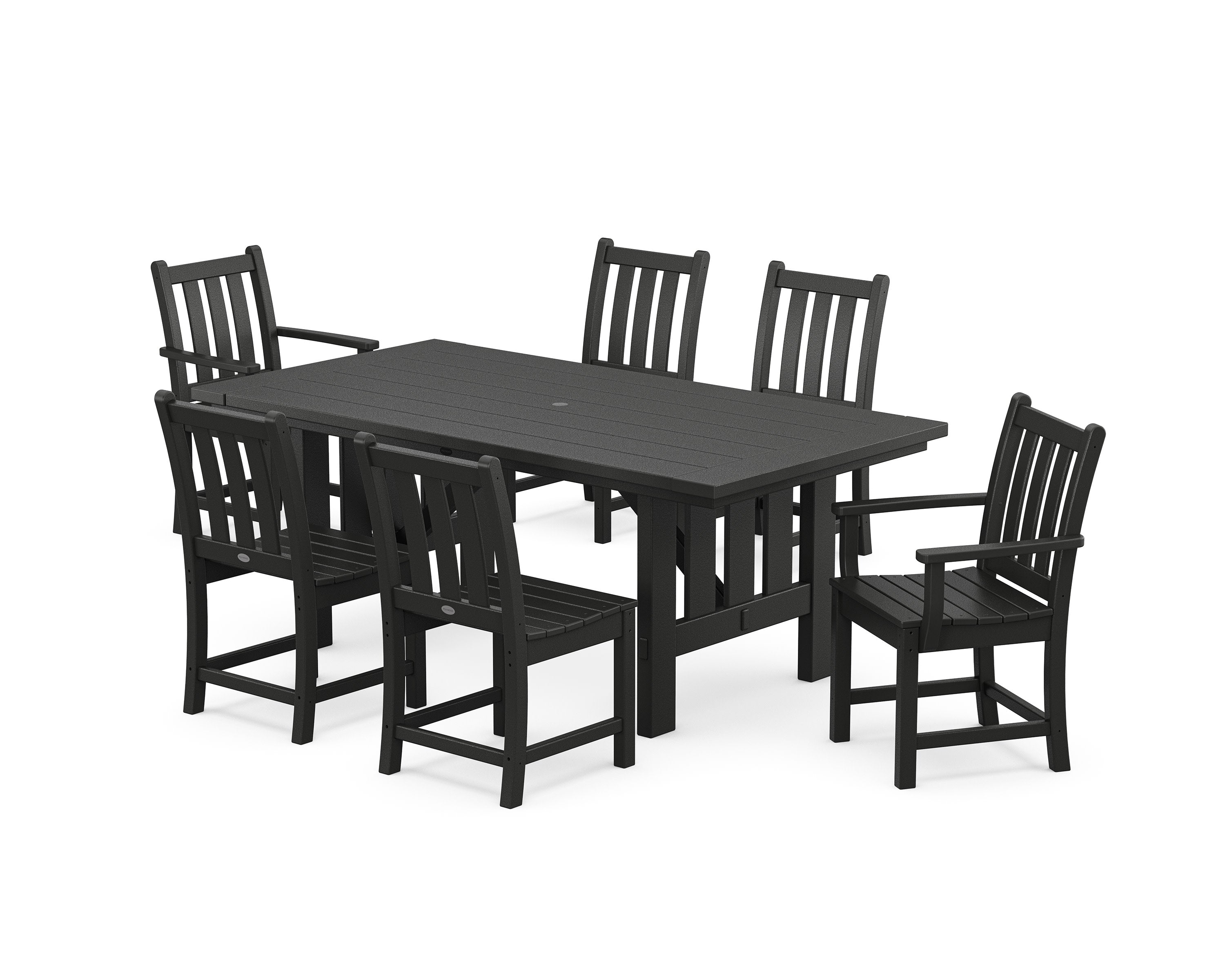 Traditional Garden 7-Piece Dining Set with Mission Table in Black