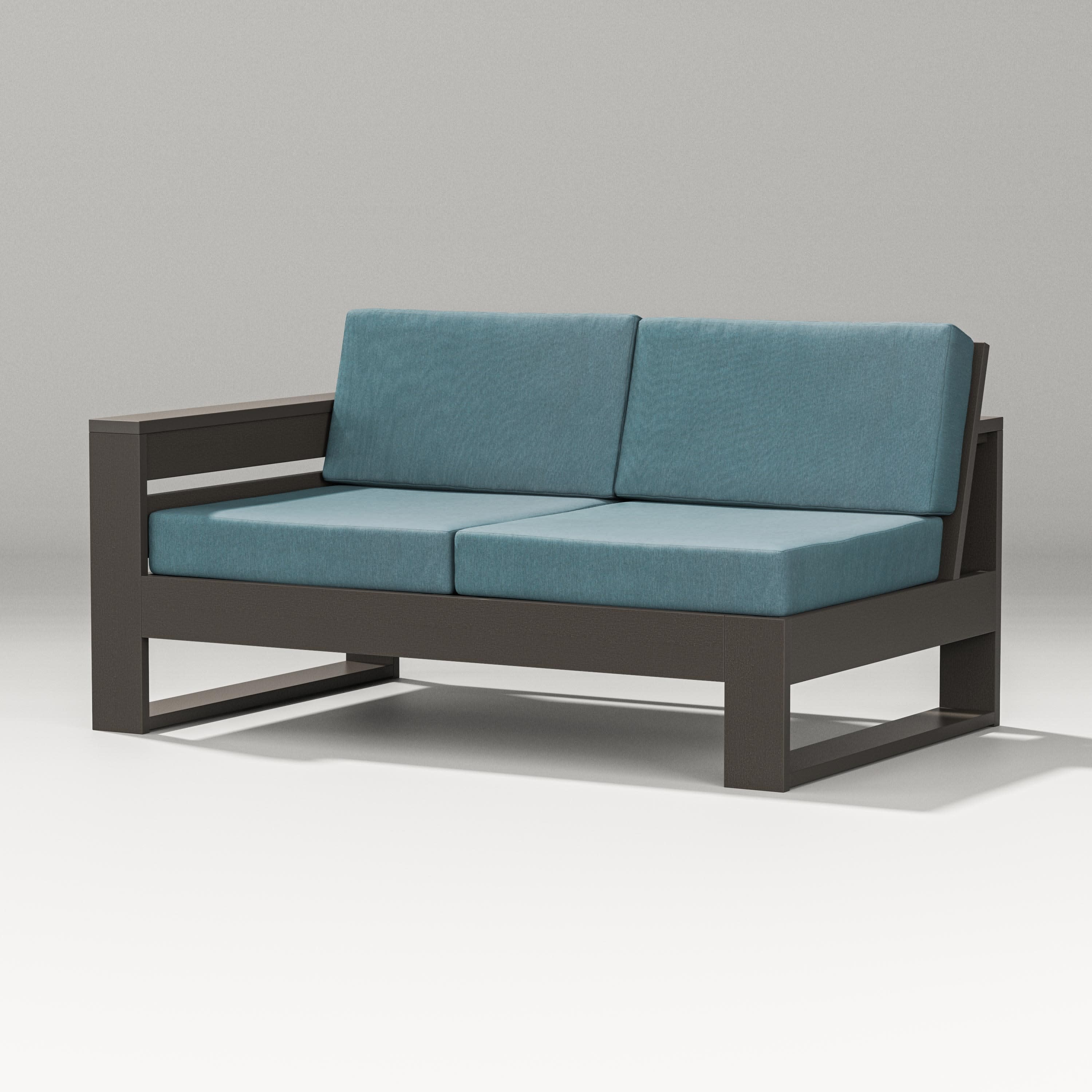 Latitude Modular Left Arm Loveseat in Vintage Coffee / Ocean Teal