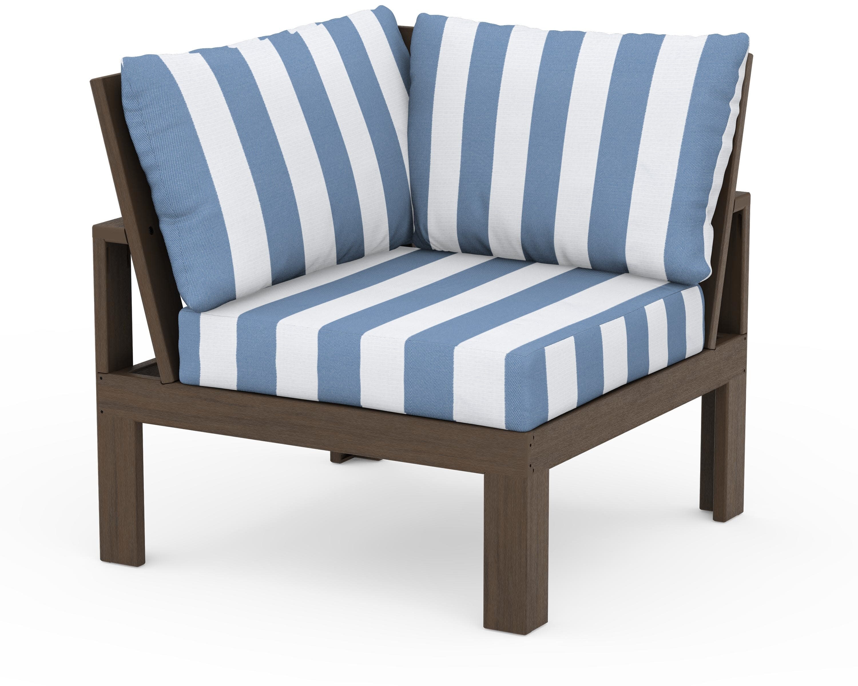 Modular Corner Chair in Kona / Cabana Stripe Sky Blue
