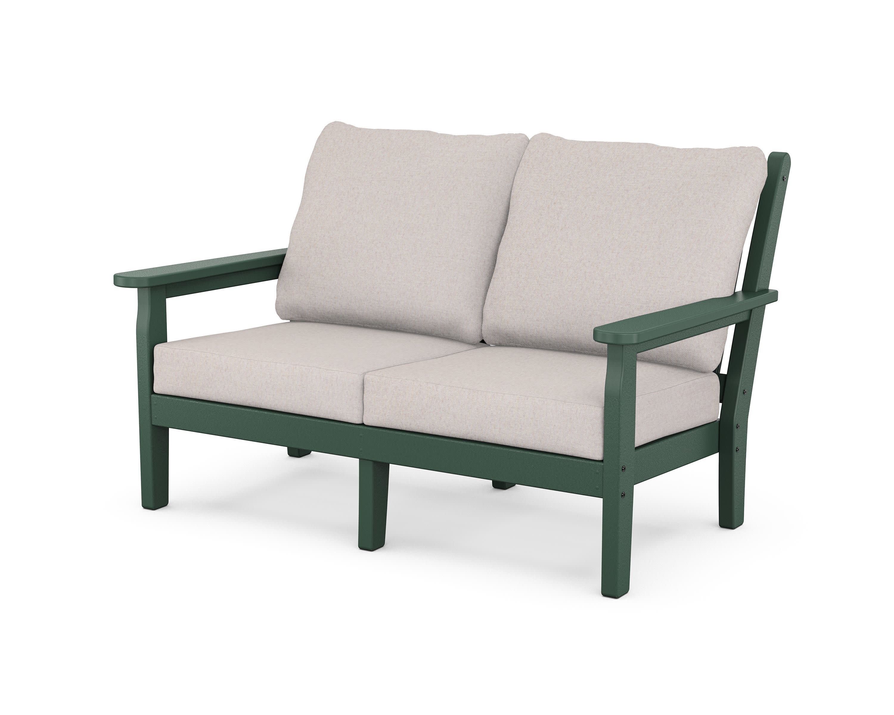 Chippendale Deep Seating Loveseat in Green / Dune Burlap