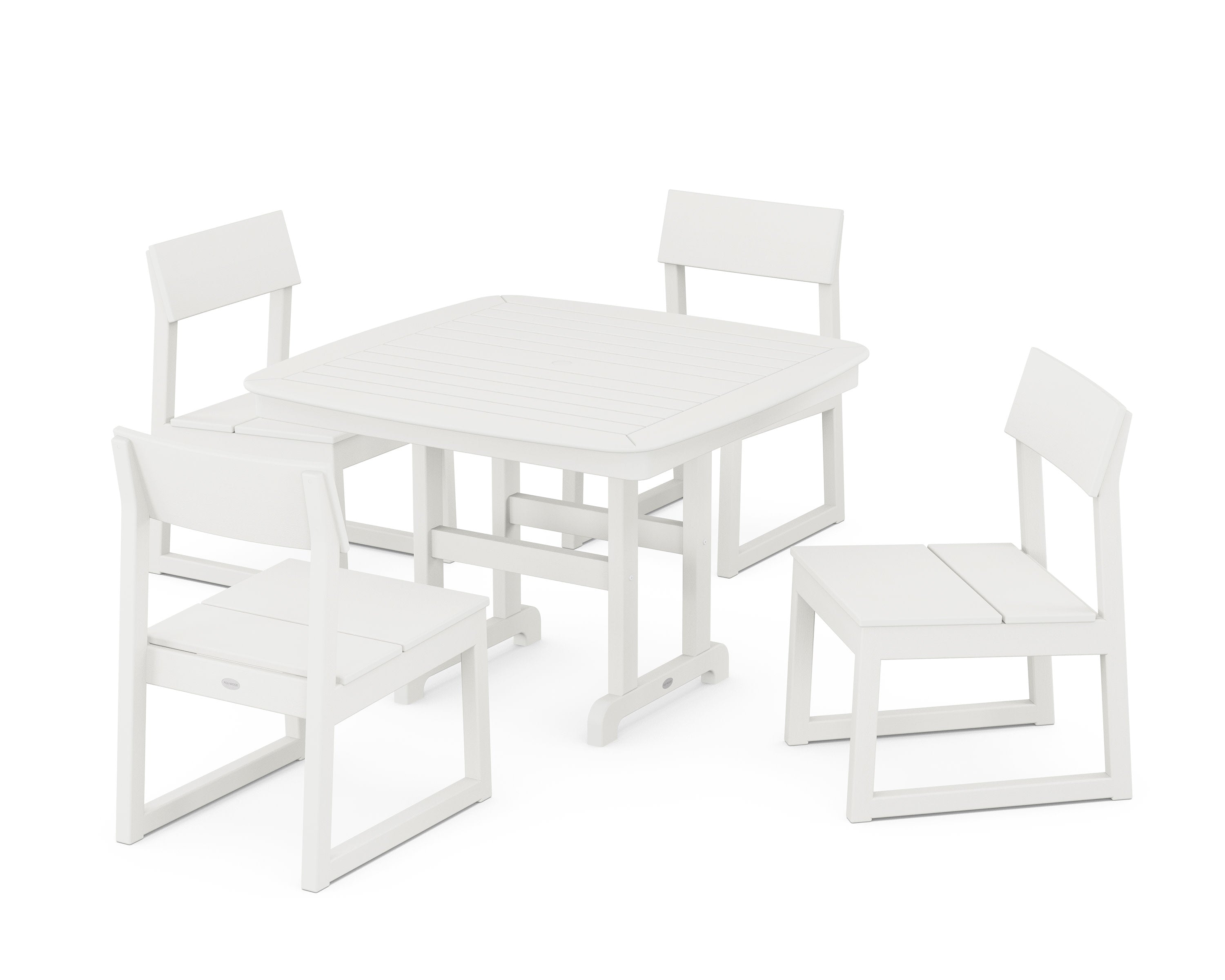 EDGE Side Chair 5-Piece Dining Set with Trestle Legs in Vintage White