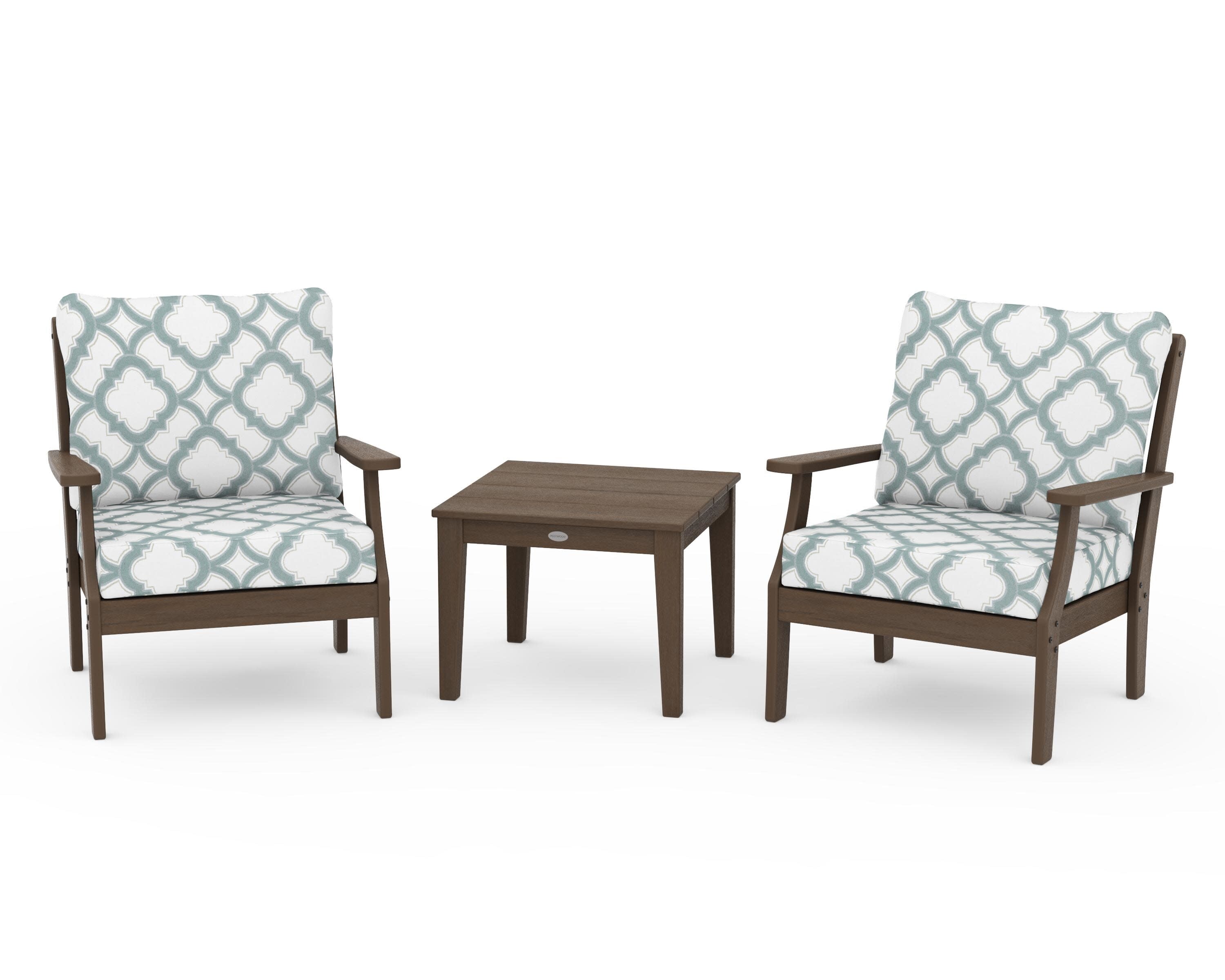 Braxton 3-Piece Deep Seating Set in Kona / Trellis Glacier Spa