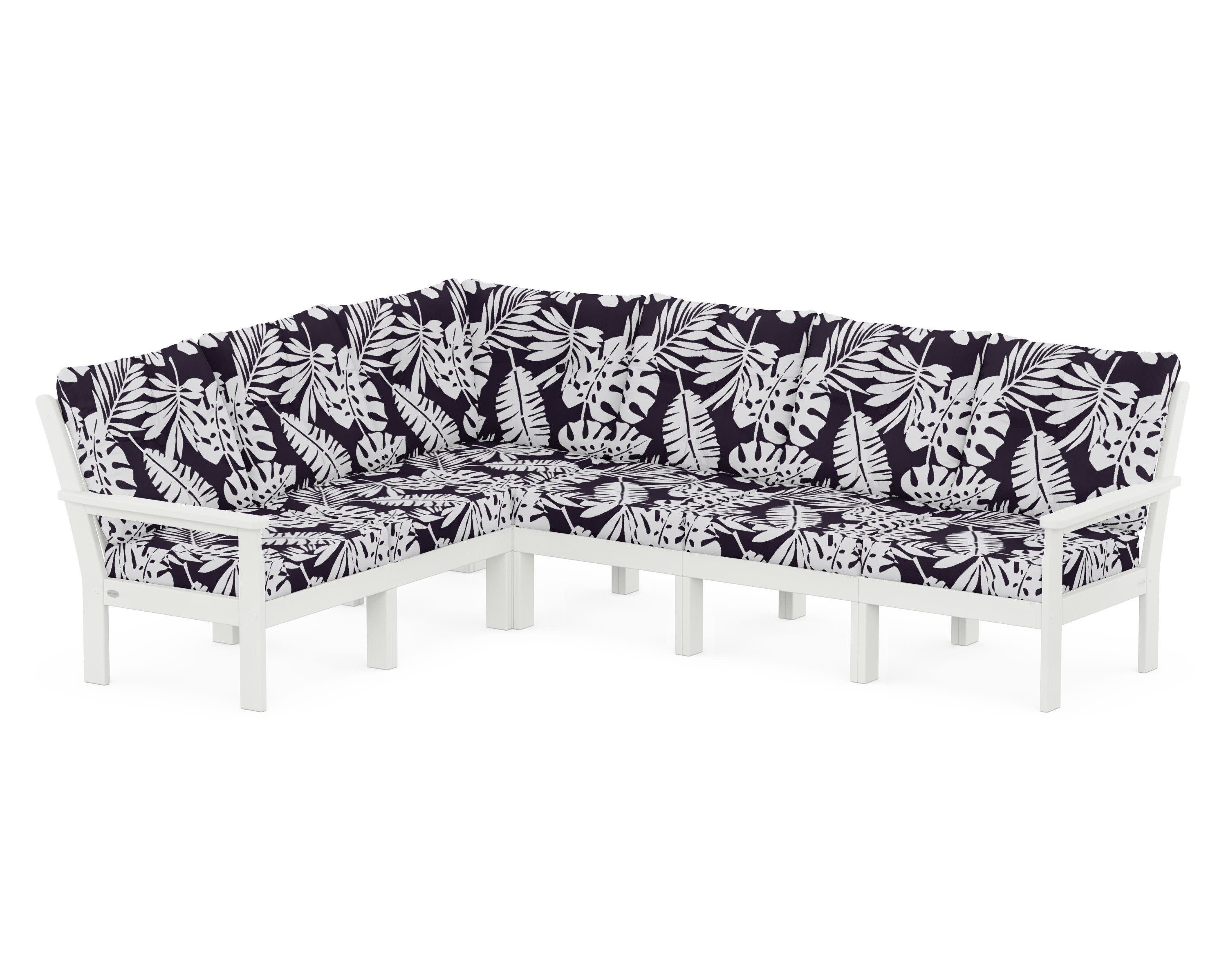 Vineyard 6-Piece Sectional in Vintage White / Leaf Navy