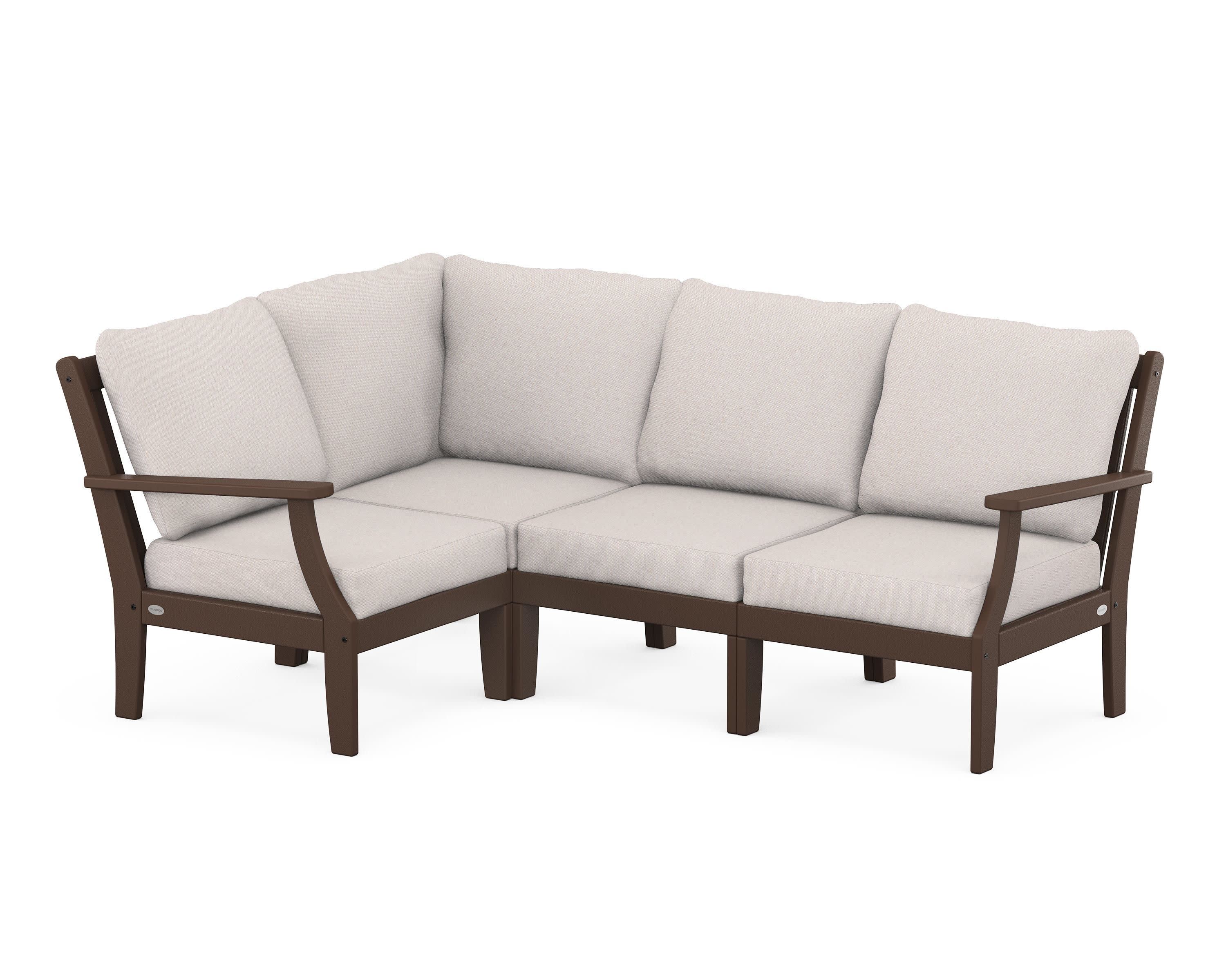 Braxton Modular 4-Piece Deep Seating Set in Mahogany / Dune Burlap