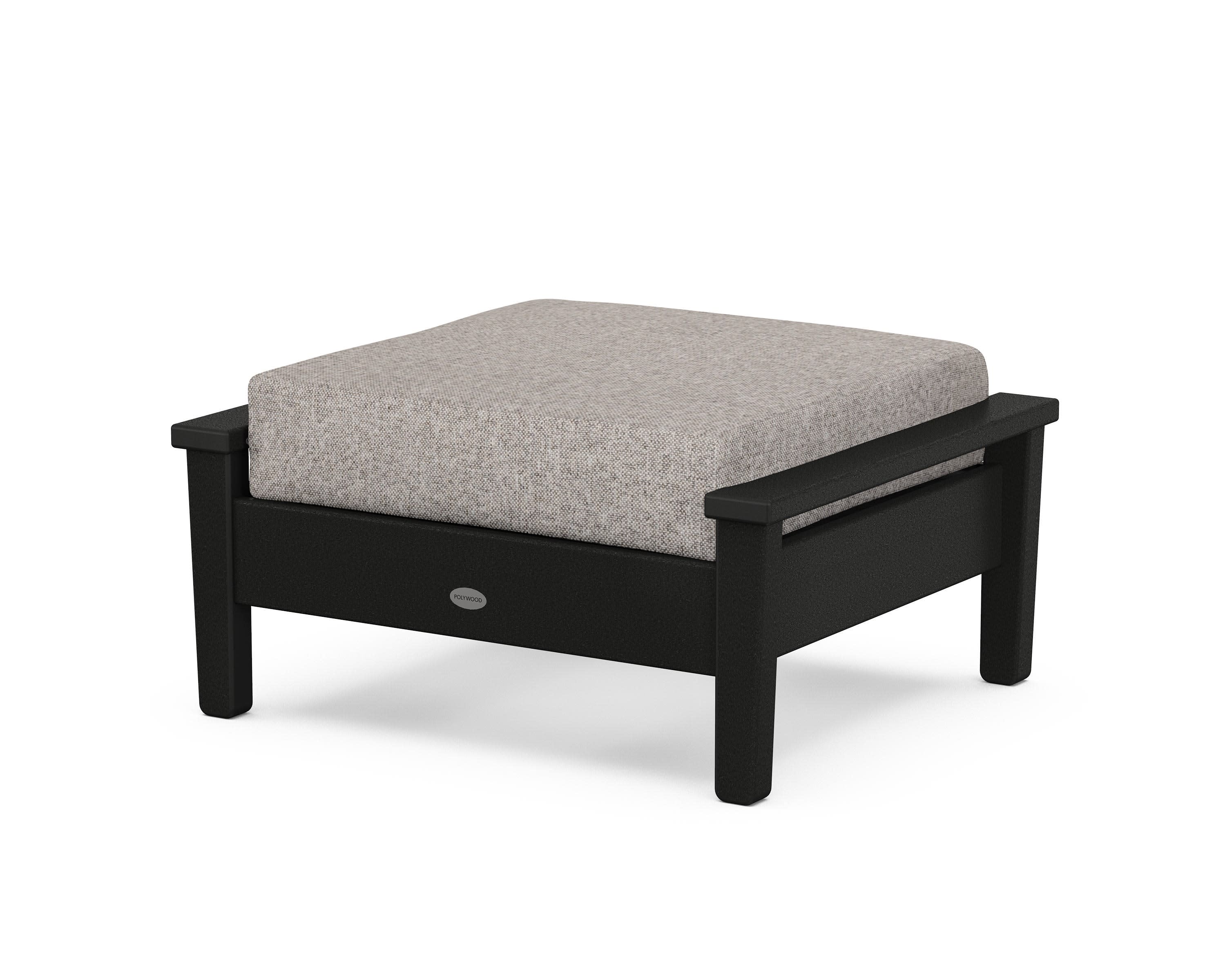 Prescott Deep Seating Ottoman in Black / Weathered Tweed