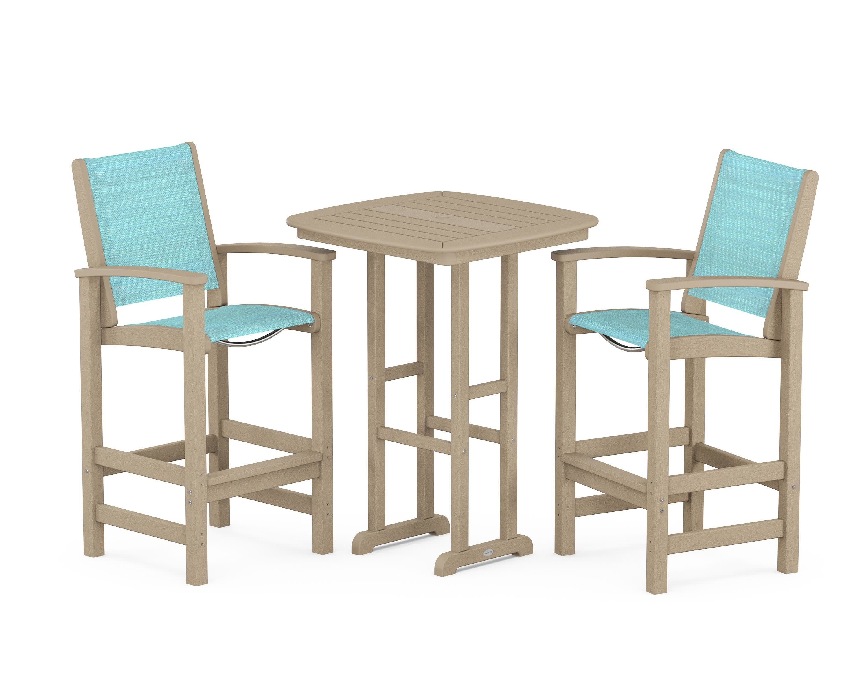 Coastal 3-Piece Bar Set in Vintage Sahara / Dupioni Aquamarine Sling