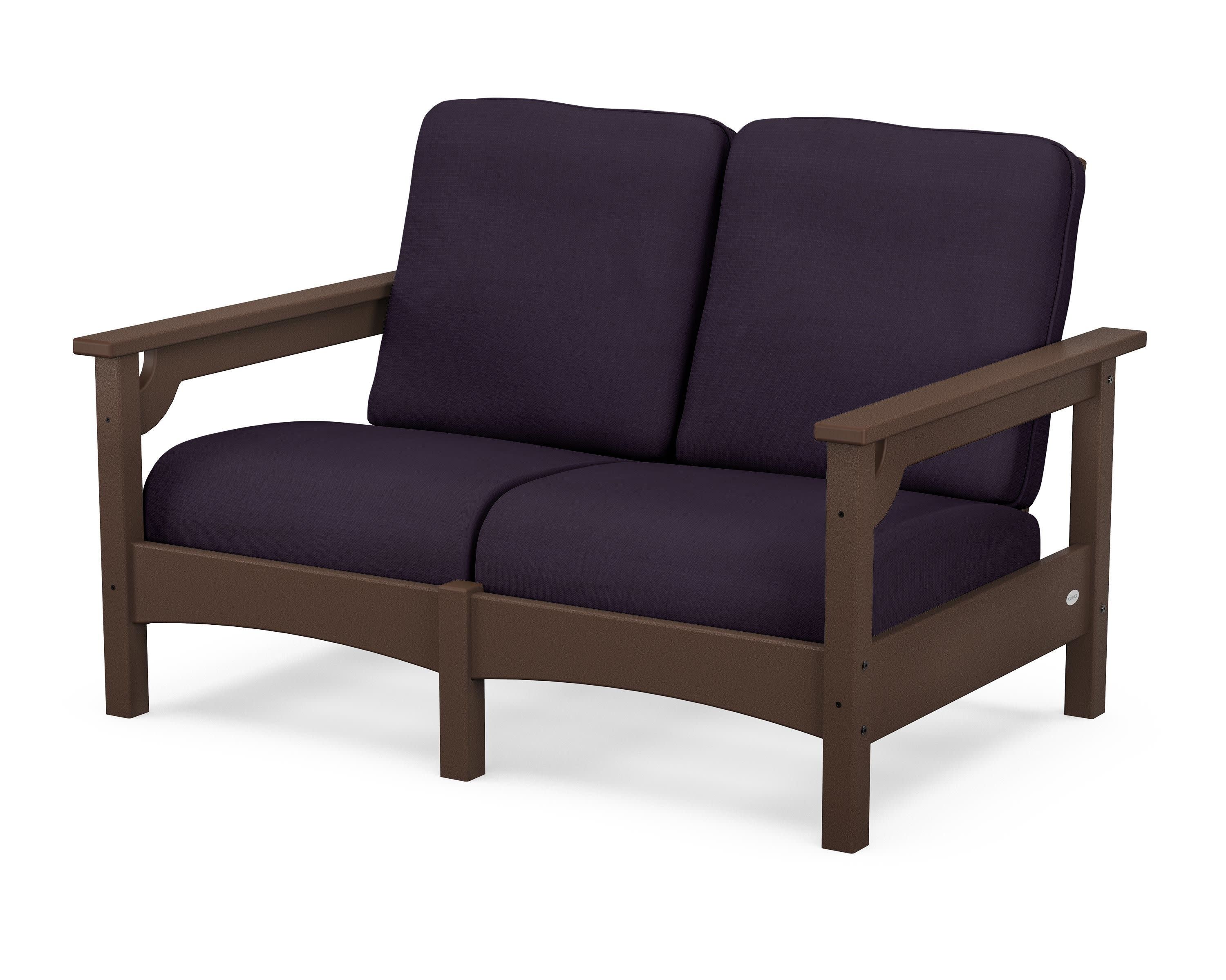 Club Loveseat in Mahogany / Navy Linen