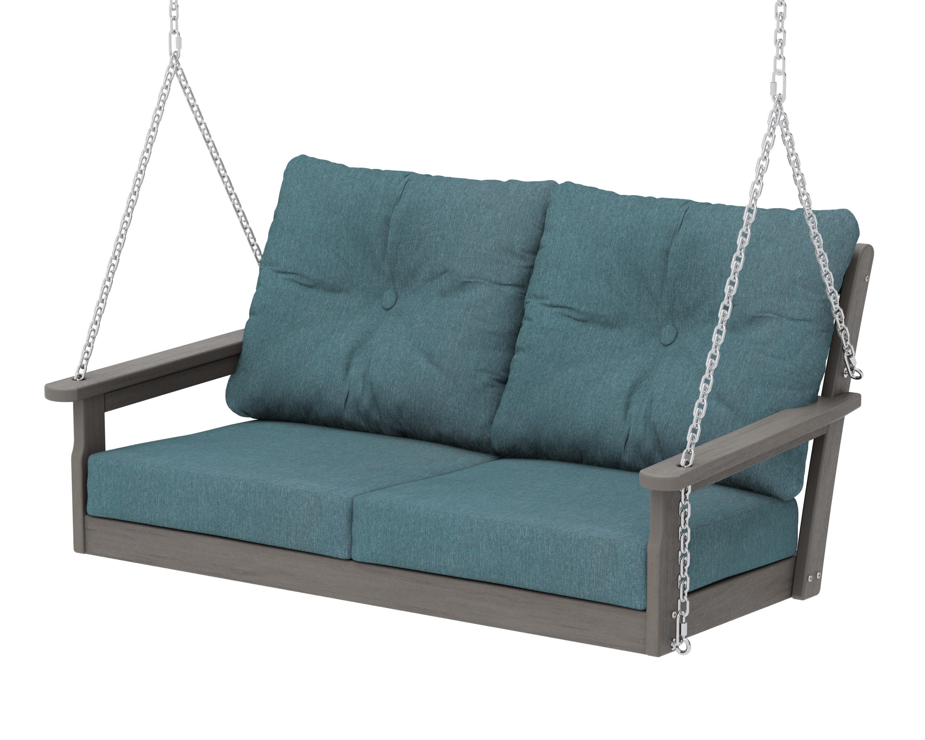 Vineyard Deep Seating Swing in Driftwood / Ocean Teal