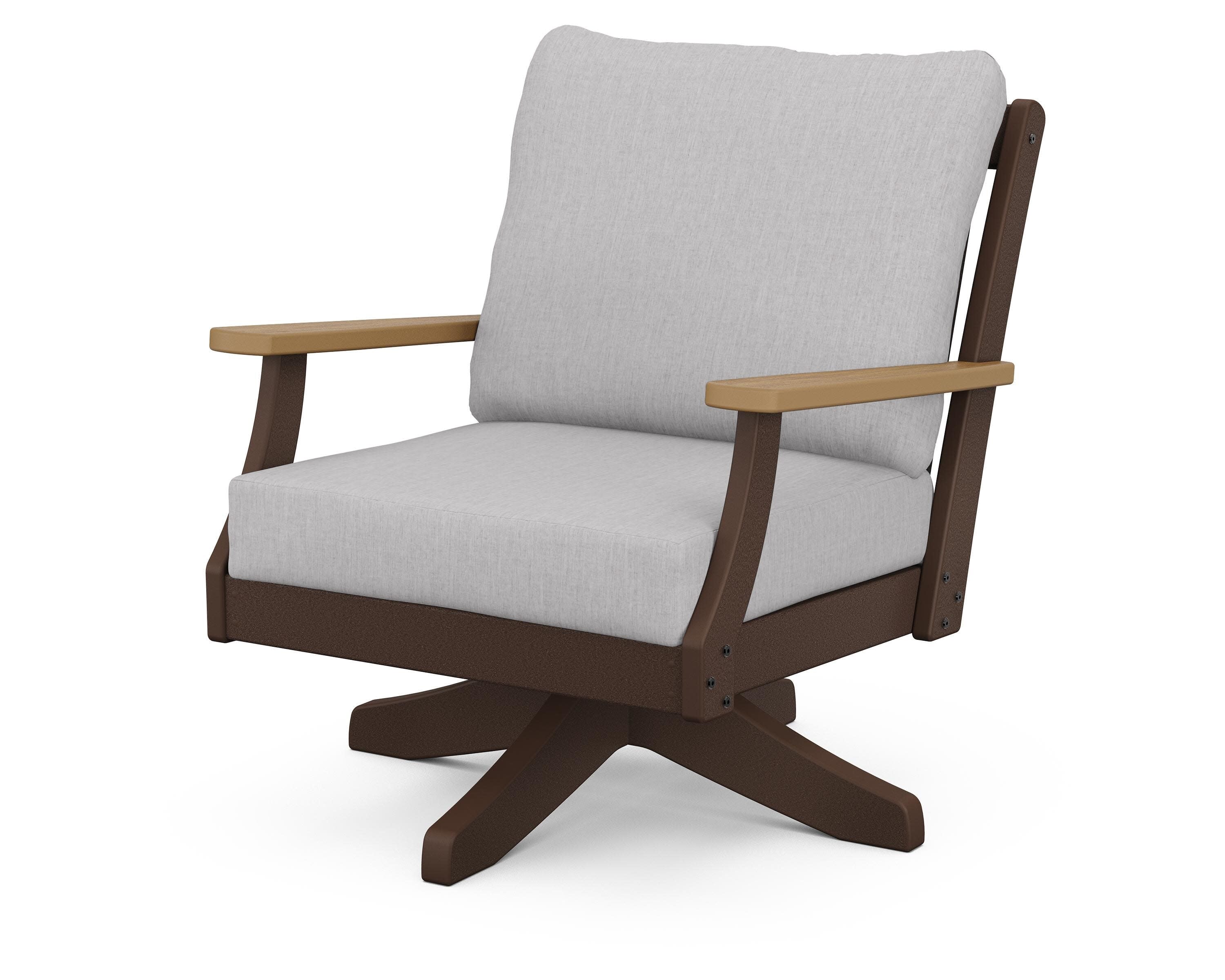 Braxton Deep Seating Swivel Chair in Mahogany / Natural / Granite