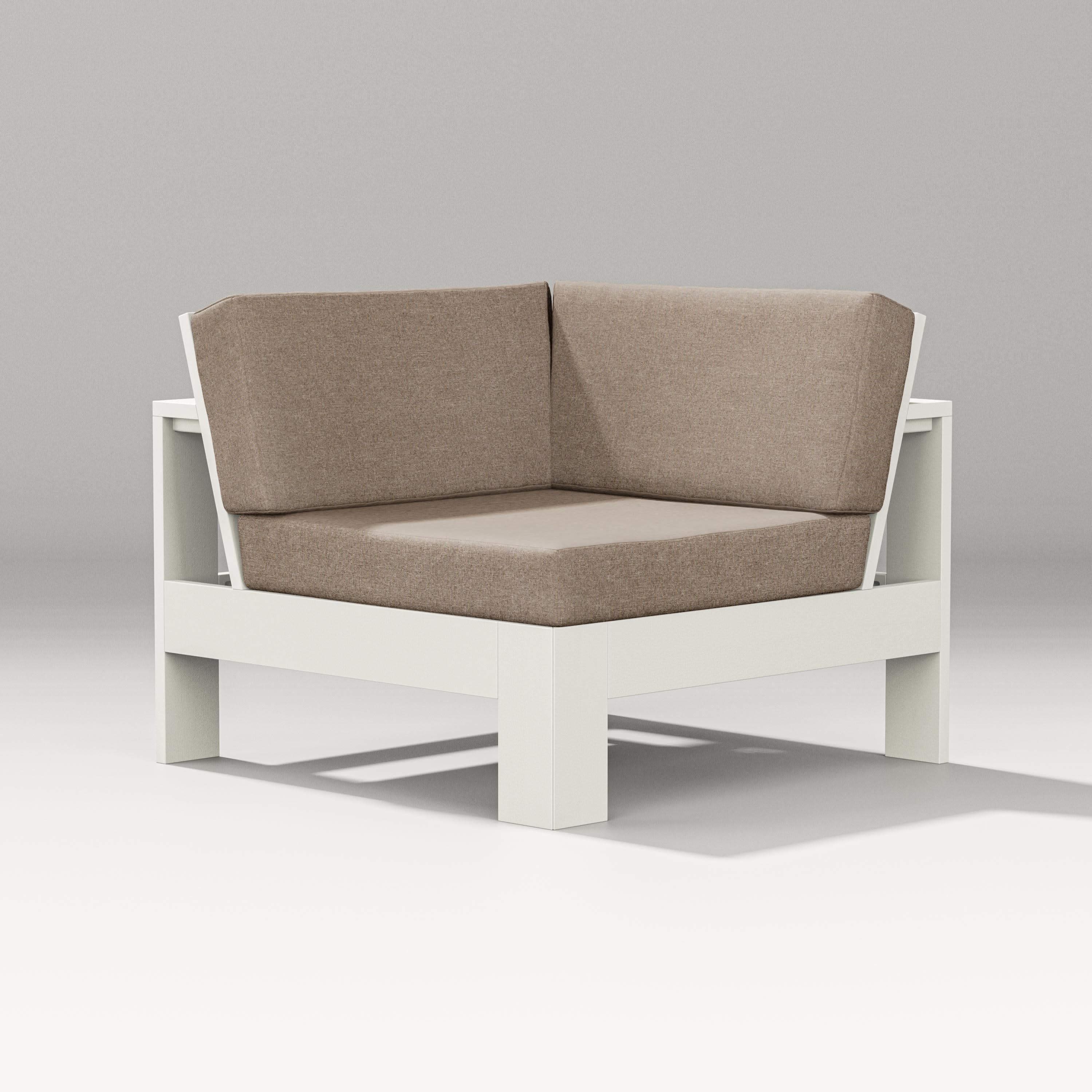 Latitude Modular Corner Chair in Vintage White / Spiced Burlap