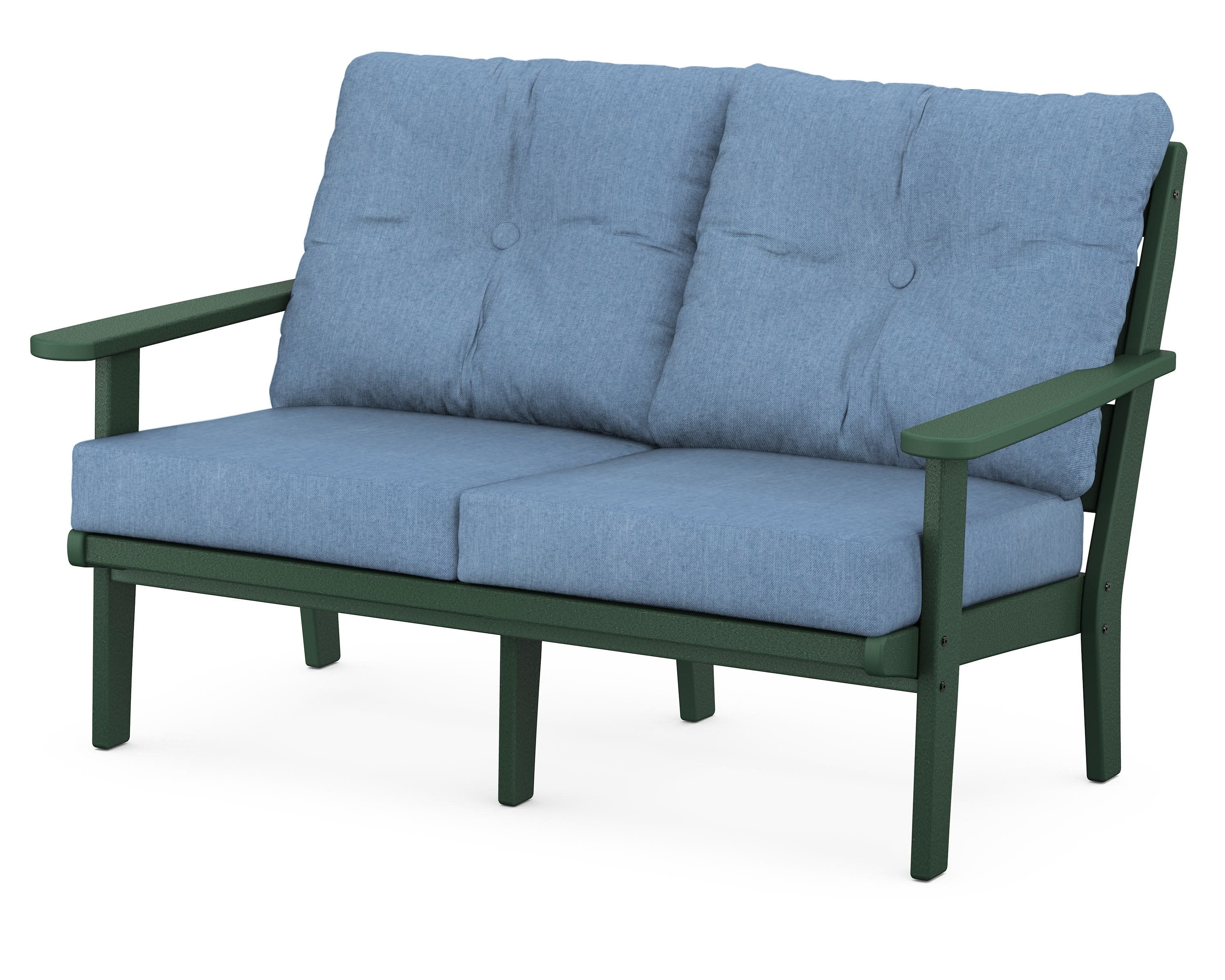 Lakeside Deep Seating Loveseat in Green / Sky Blue