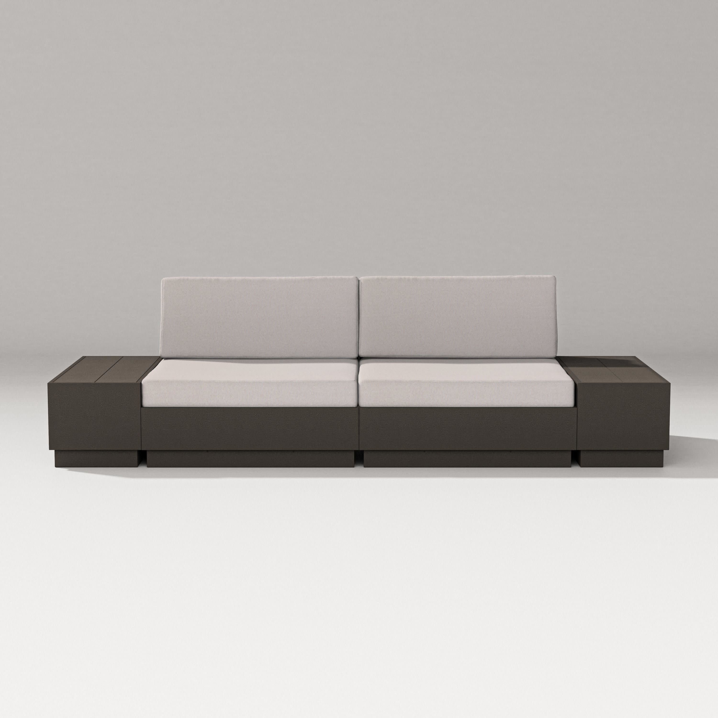 Elevate 4-Piece Loveseat Sectional in Vintage Coffee / Dune Burlap