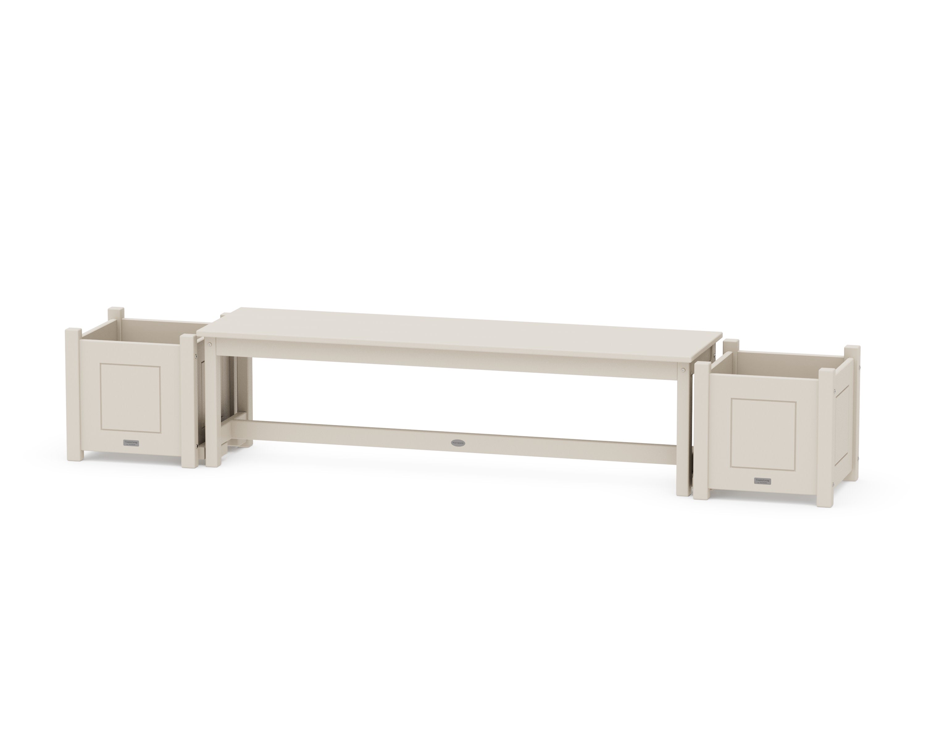 60" Country Living Straight Planter Bench Set in Sand
