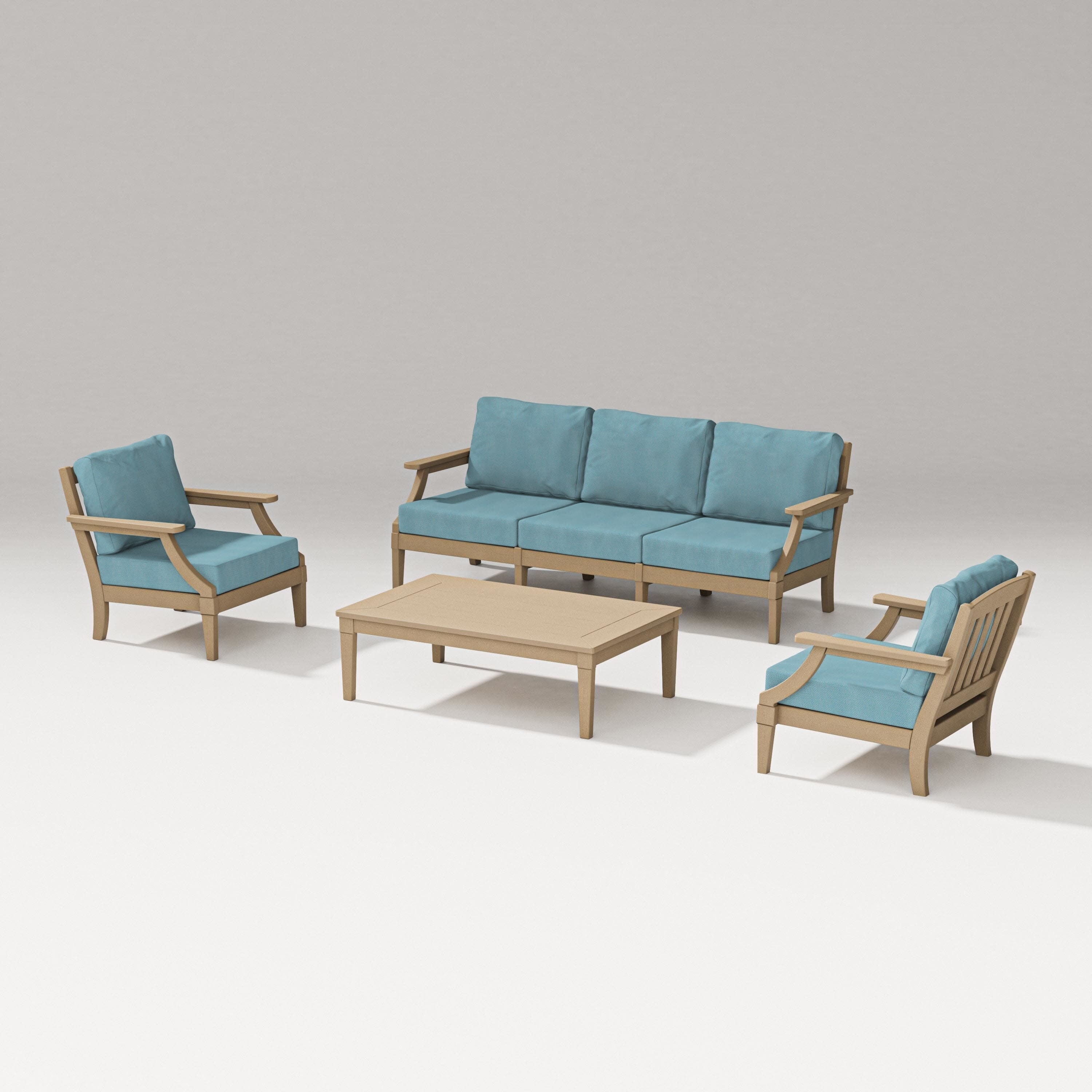 Estate 4-Piece Lounge Sofa Set in Vintage Sahara / Lattice Sky Blue