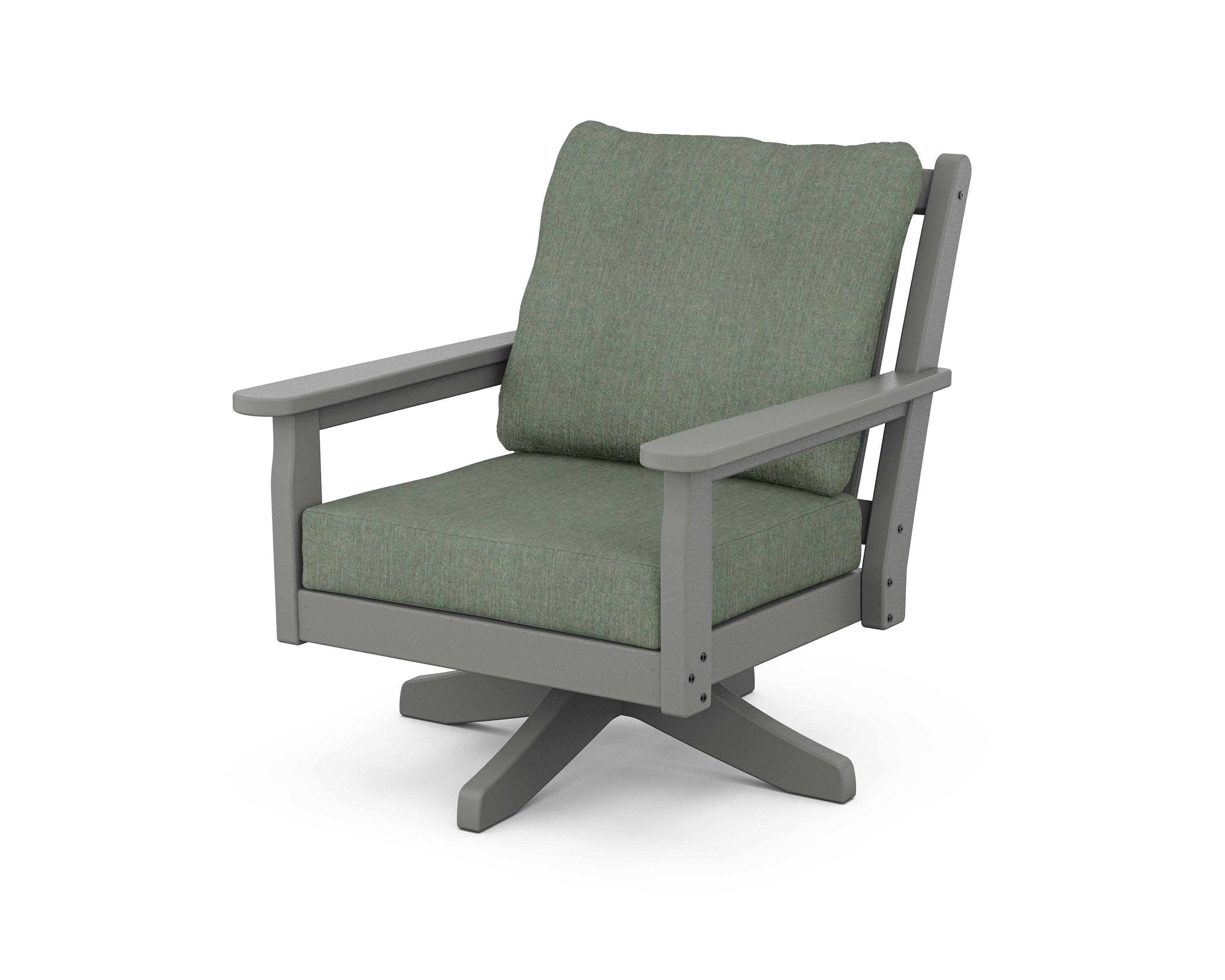 Chippendale Deep Seating Swivel Chair in Slate Grey / Cast Sage