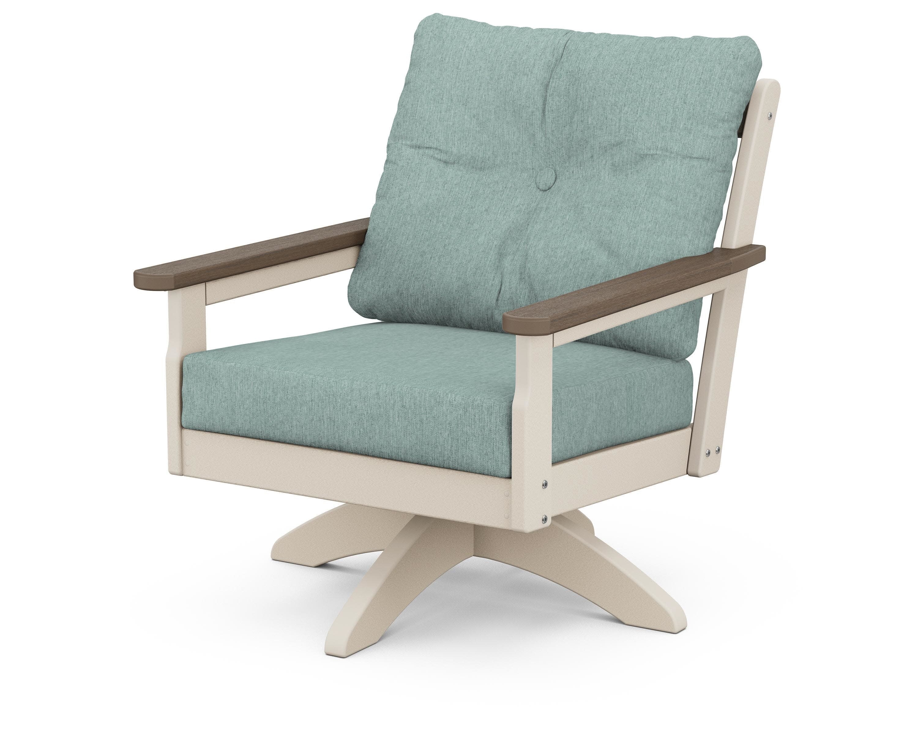 Vineyard Deep Seating Swivel Chair in Sand / Kona / Glacier Spa