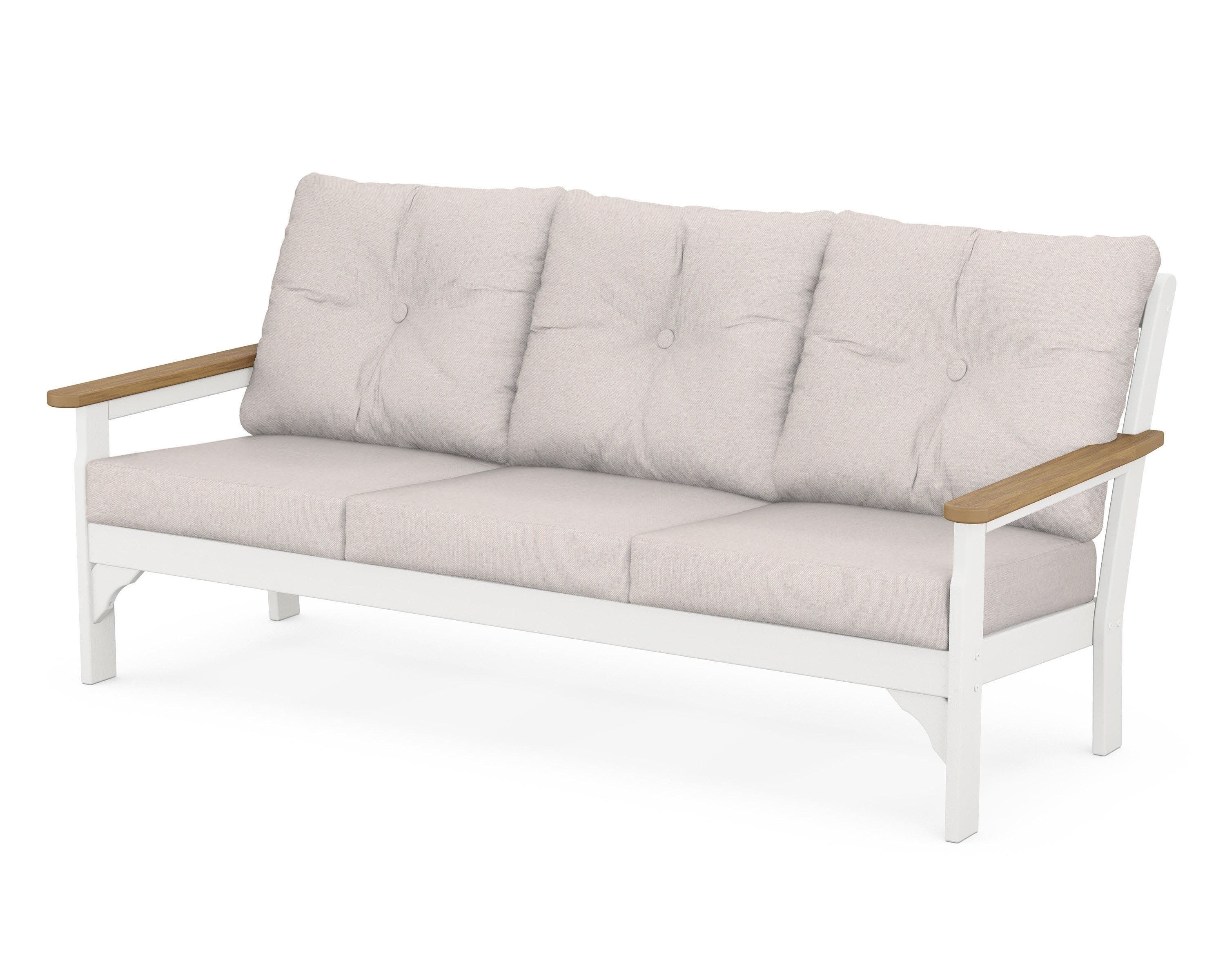 Vineyard Deep Seating Sofa in White / Natural / Dune Burlap