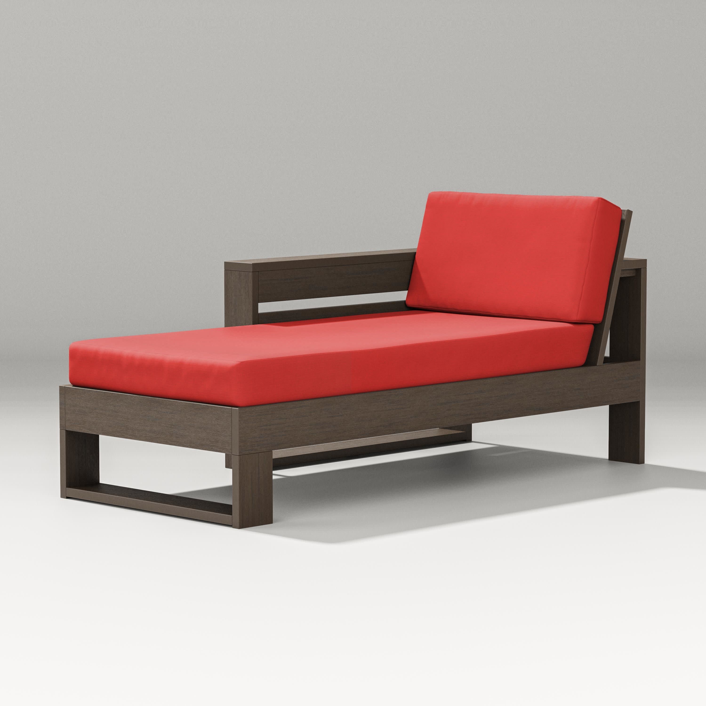 Latitude Modular Left Arm Chaise in Kona / Crimson Linen