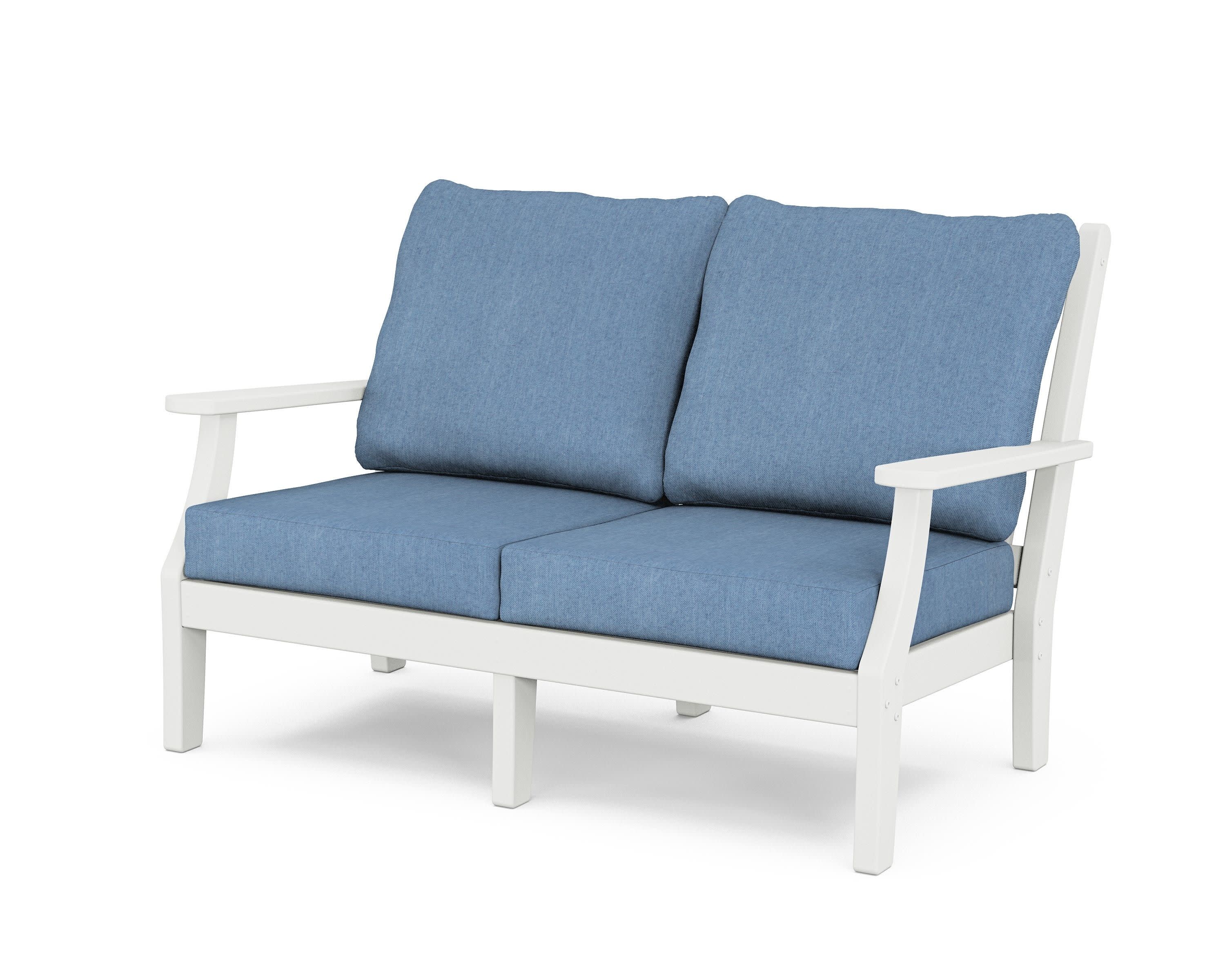 Wovendale Deep Seating Loveseat in White / Sky Blue