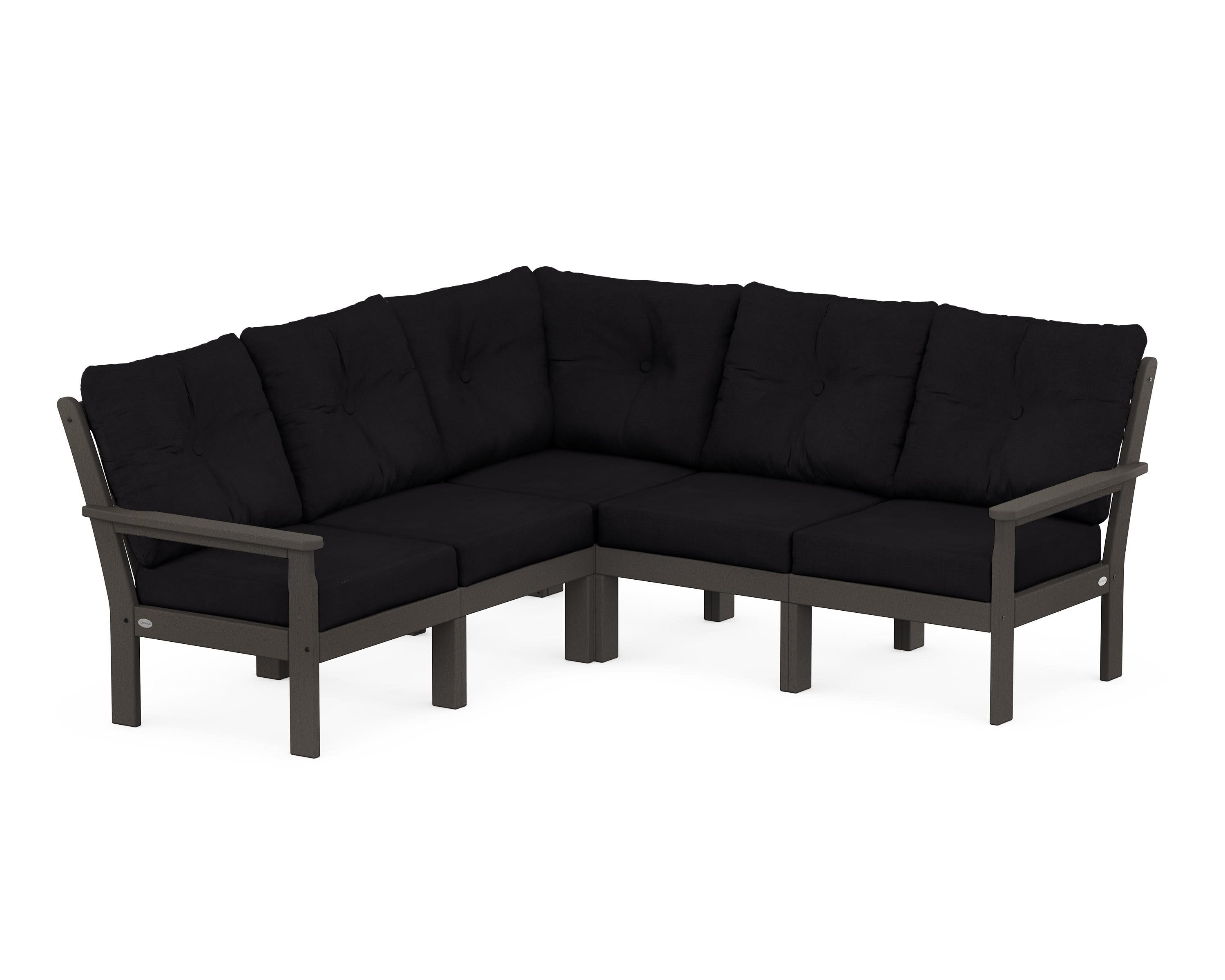 Vineyard 5-Piece Sectional in Vintage Coffee / Midnight Linen