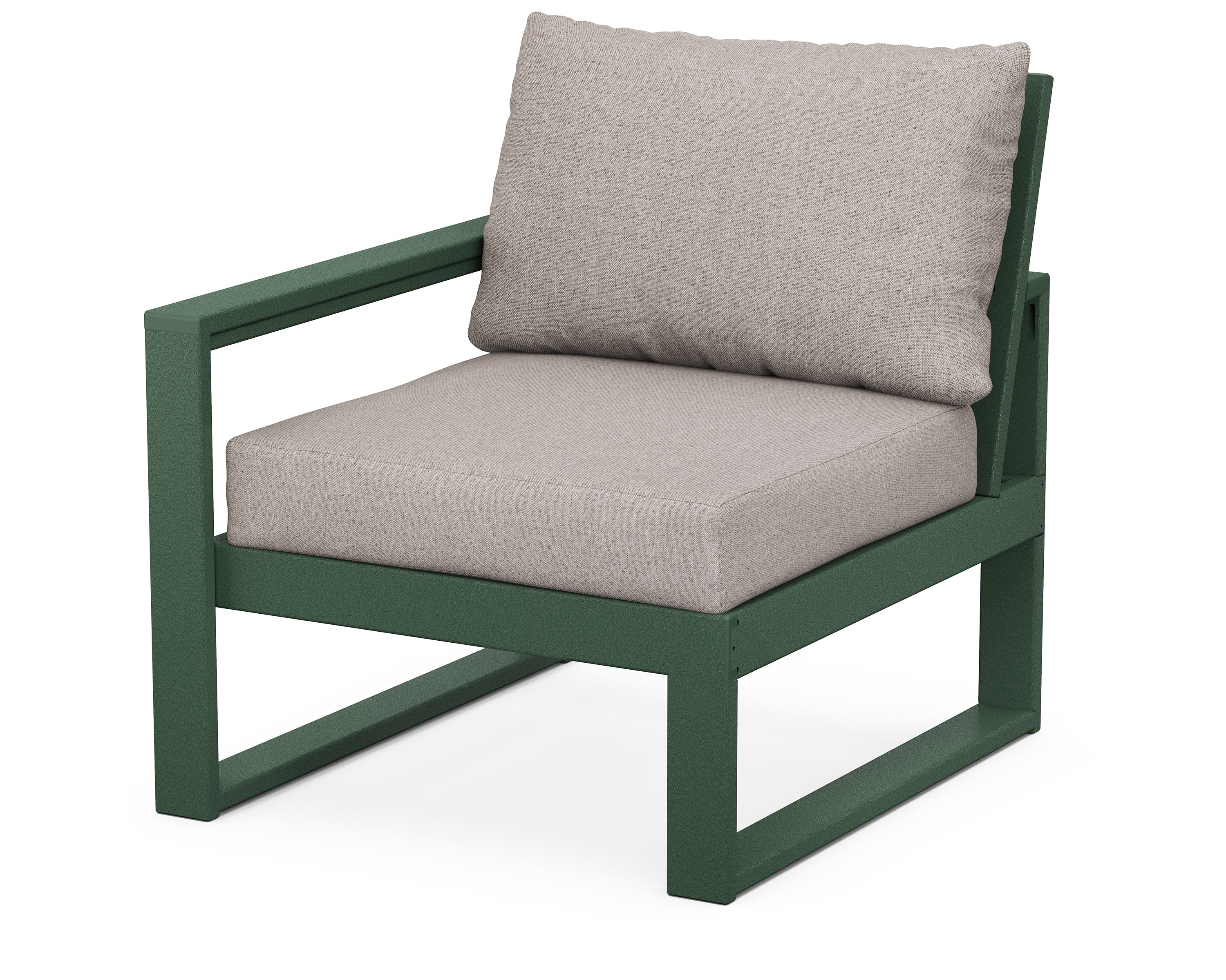 EDGE Modular Left Arm Chair in Green / Weathered Tweed