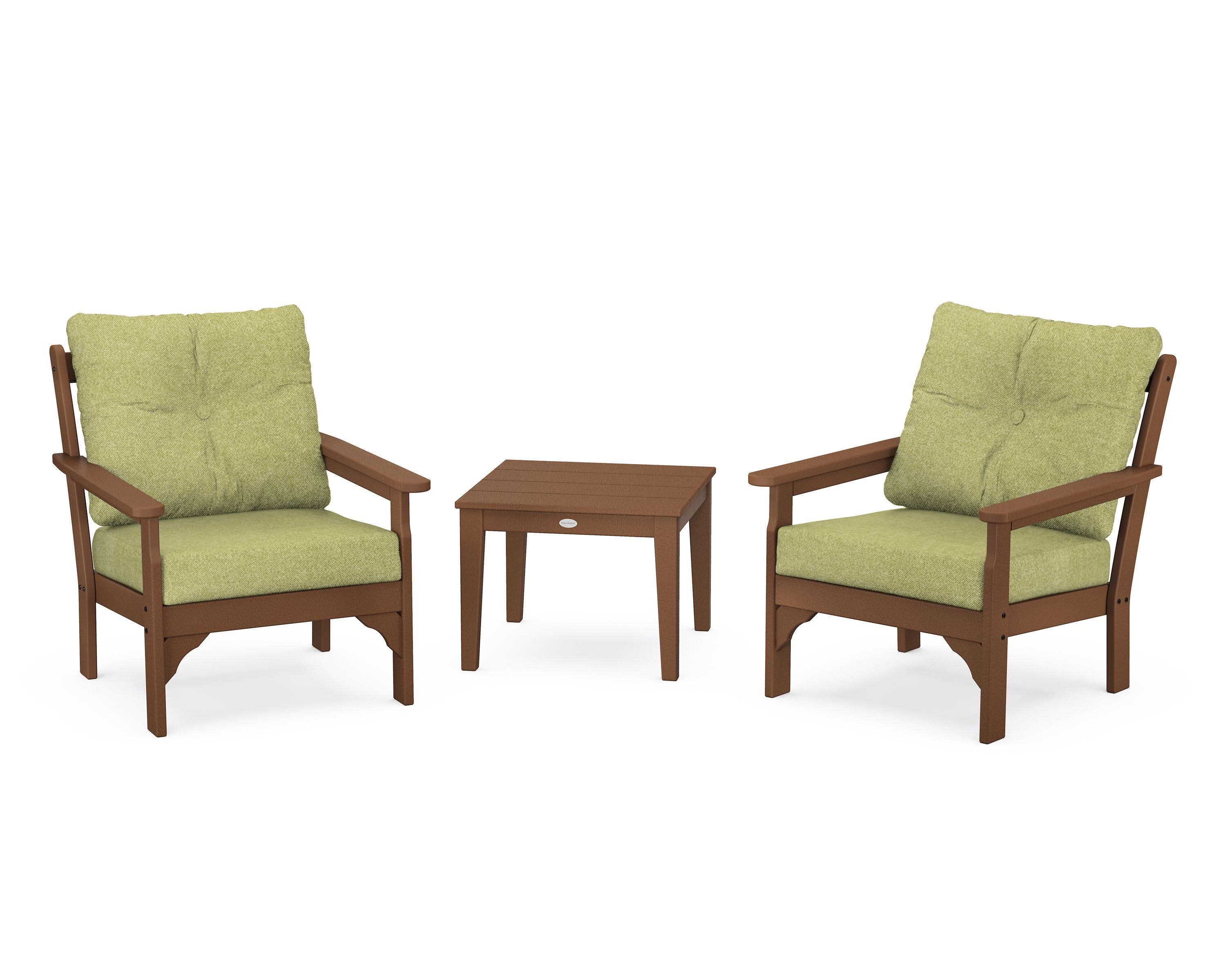 Vineyard 3-Piece Deep Seating Set in Teak / Chartreuse Boucle