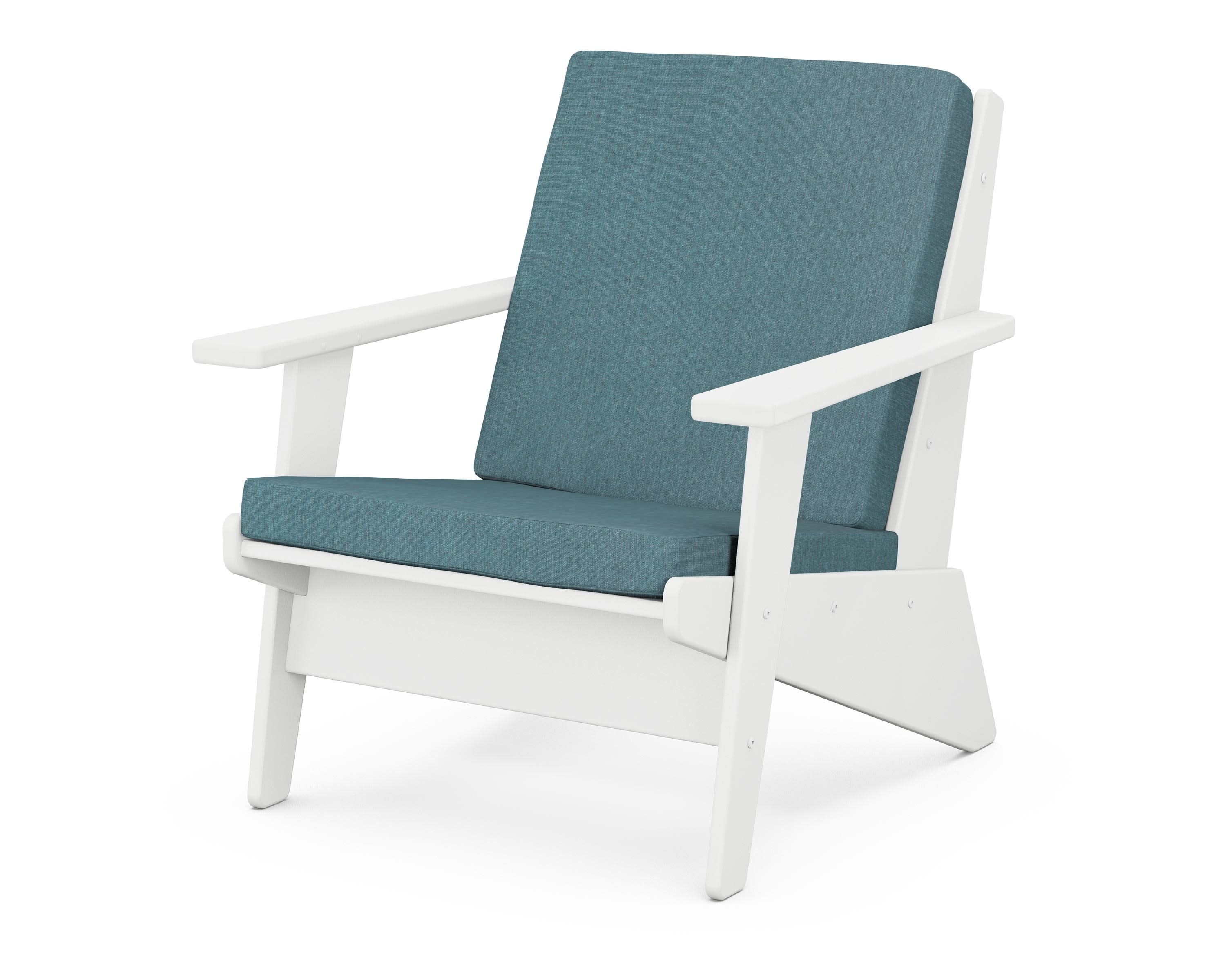 Riviera Modern Lounge Chair in White / Ocean Teal