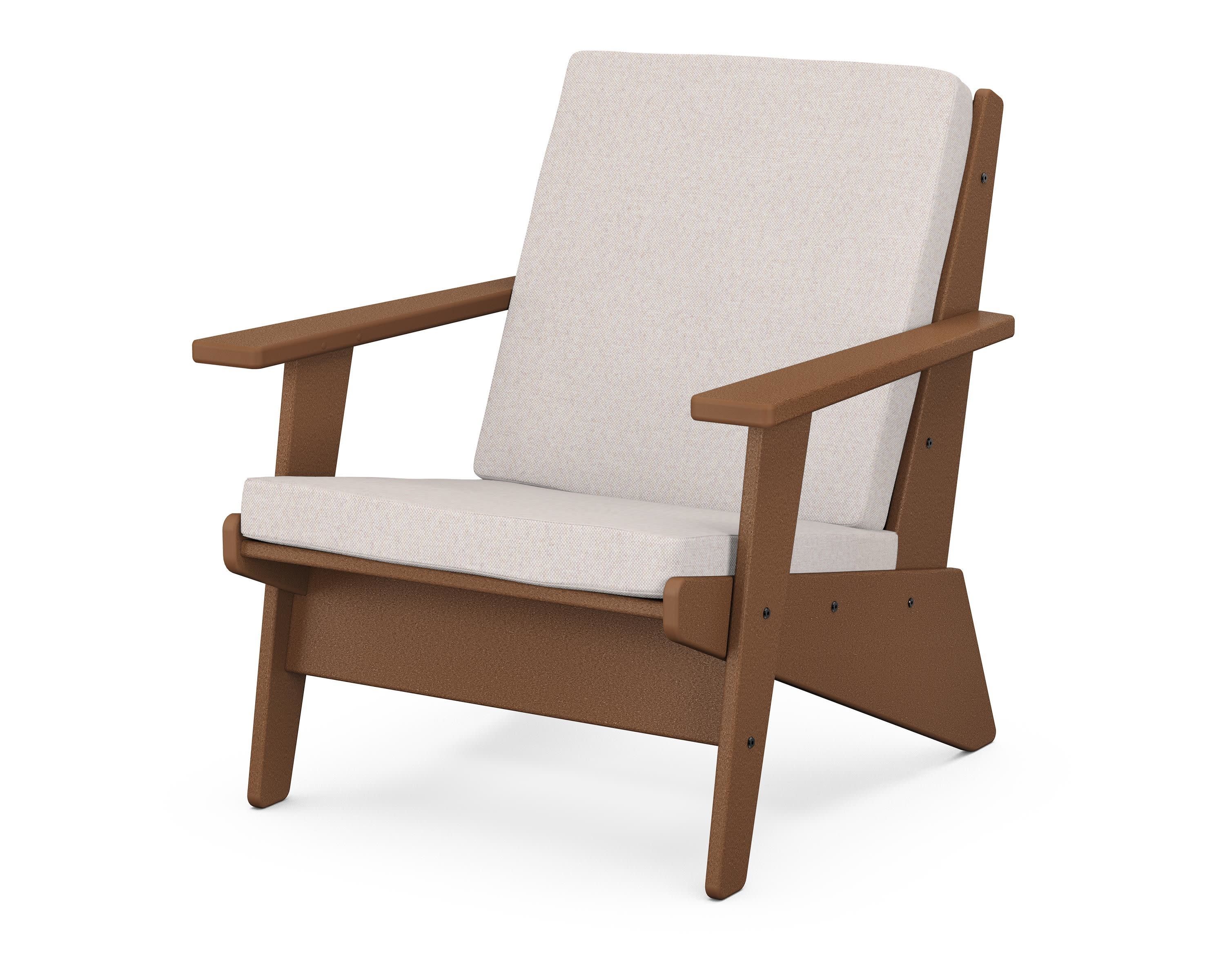 Riviera Modern Lounge Chair in Teak / Dune Burlap