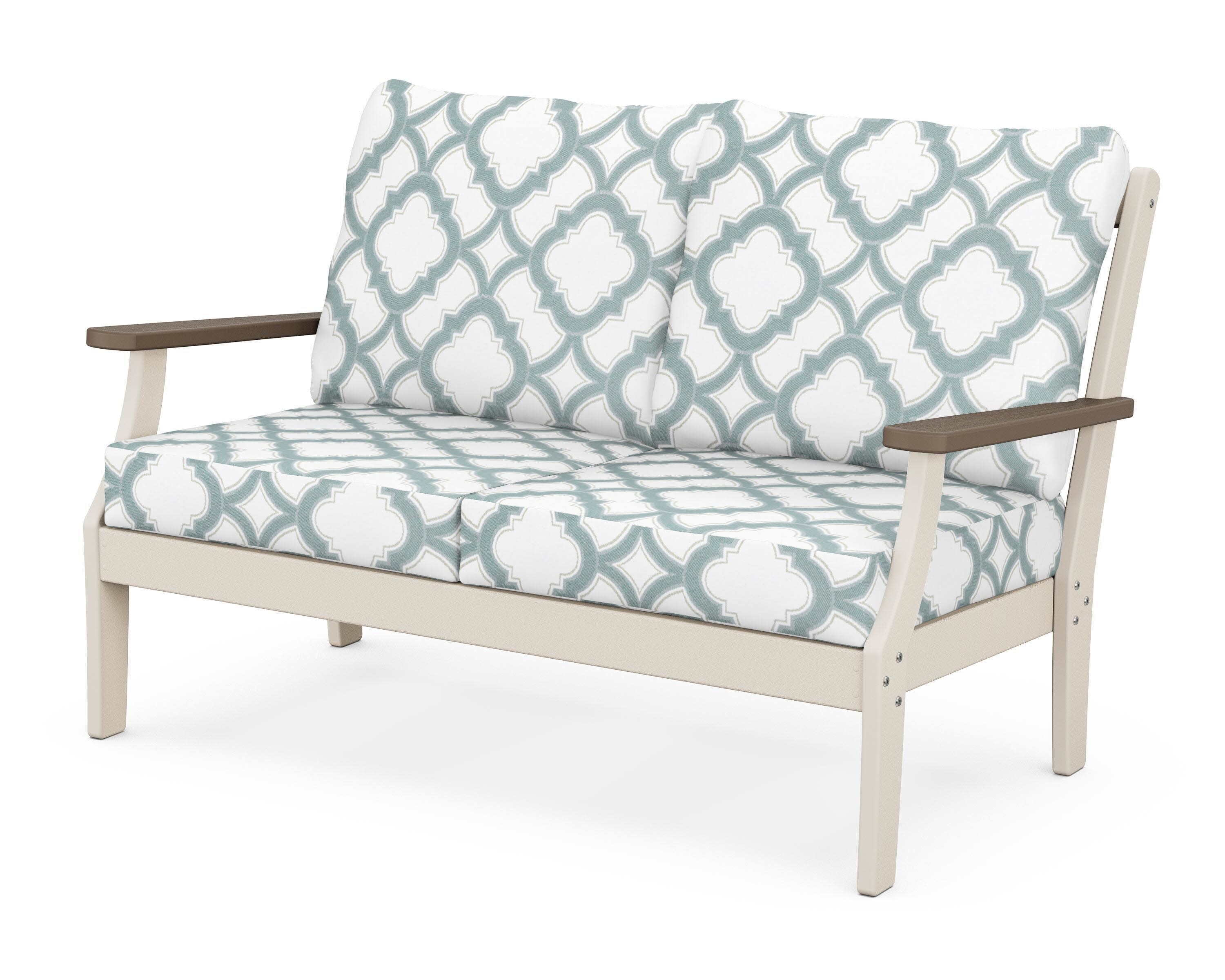 Braxton Deep Seating Loveseat in Sand / Kona / Trellis Glacier Spa