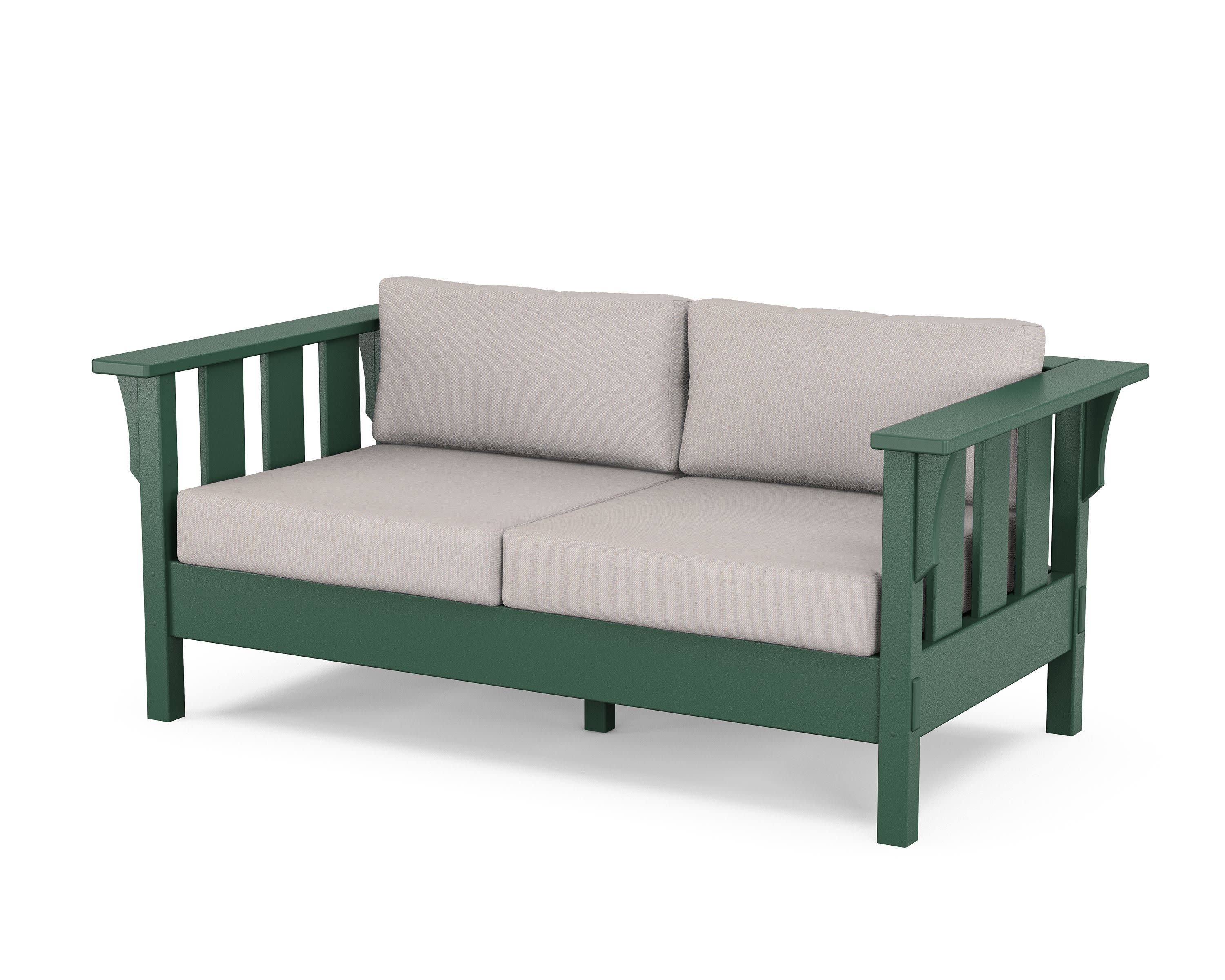 Acadia Deep Seating Loveseat in Green / Dune Burlap