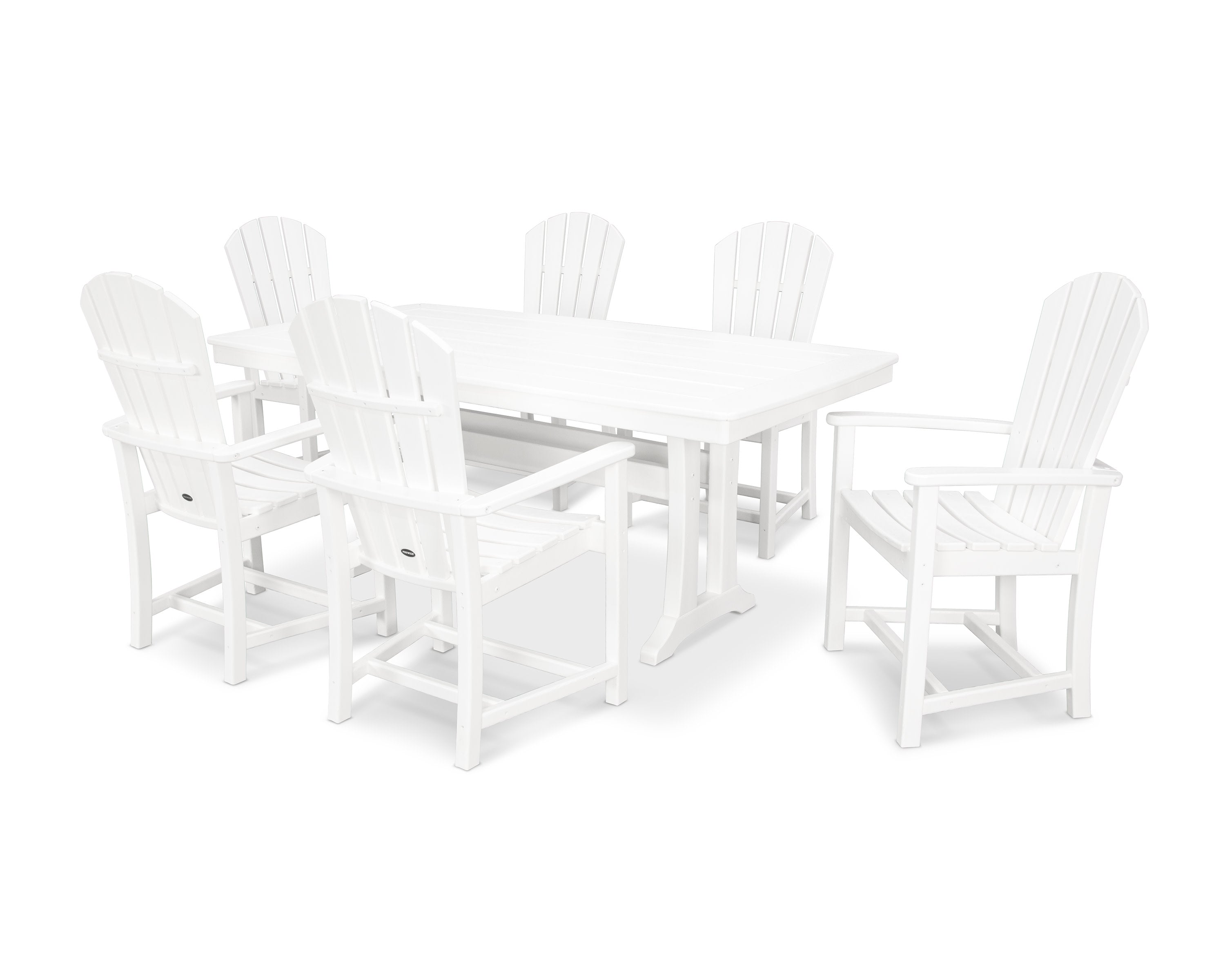 Palm Coast 7-Piece Dining Set with Trestle Legs in White
