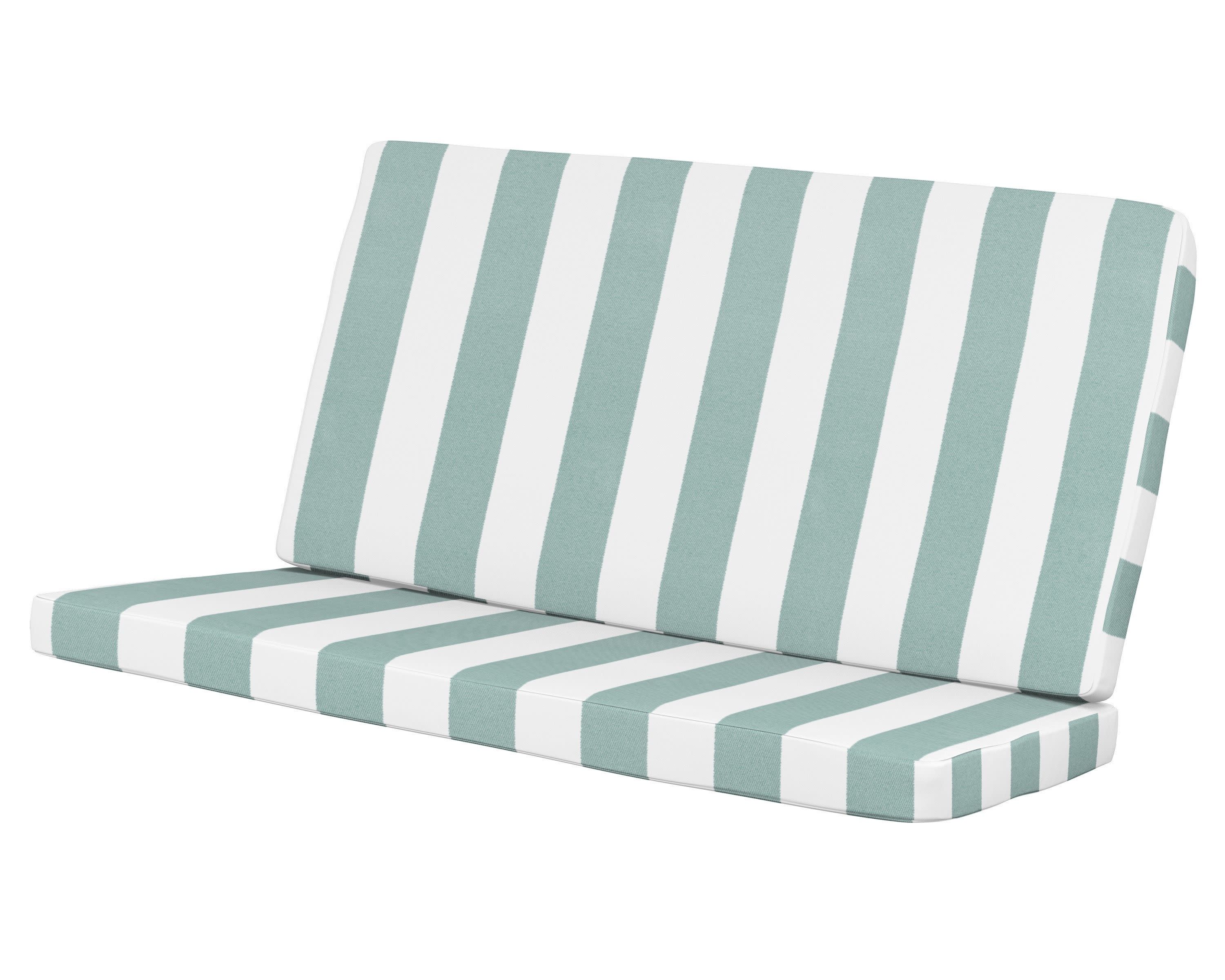 Modern Loveseat Cushion in Cabana Stripe Glacier Spa