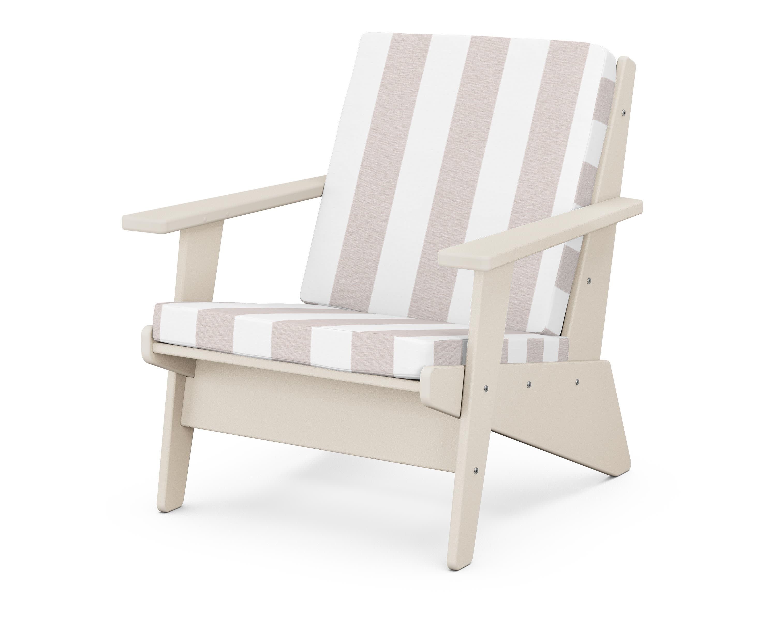 Riviera Modern Lounge Chair in Sand / Cabana Stripe Dune Burlap