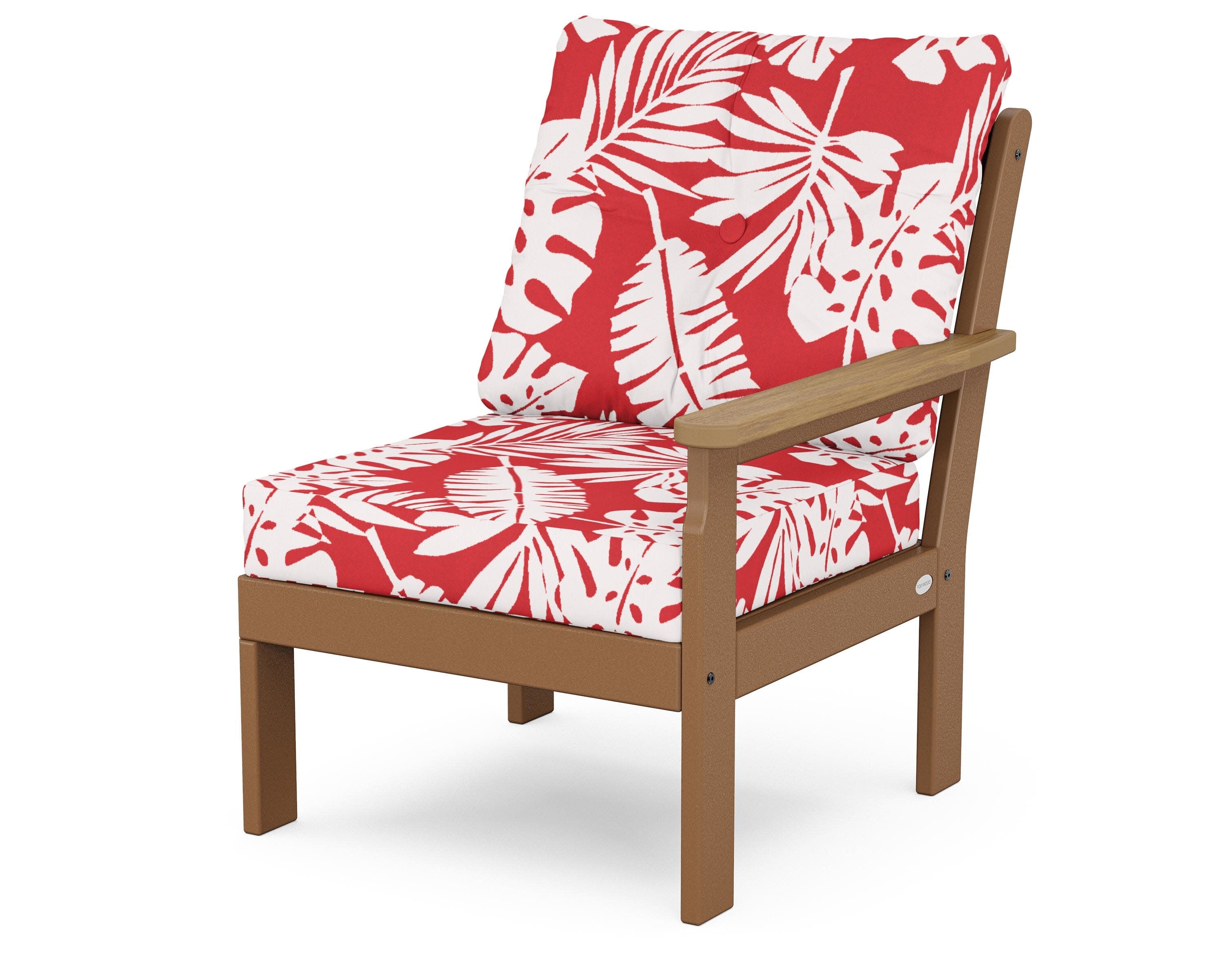 Vineyard Modular Right Arm Chair in Teak / Natural / Leaf Crimson