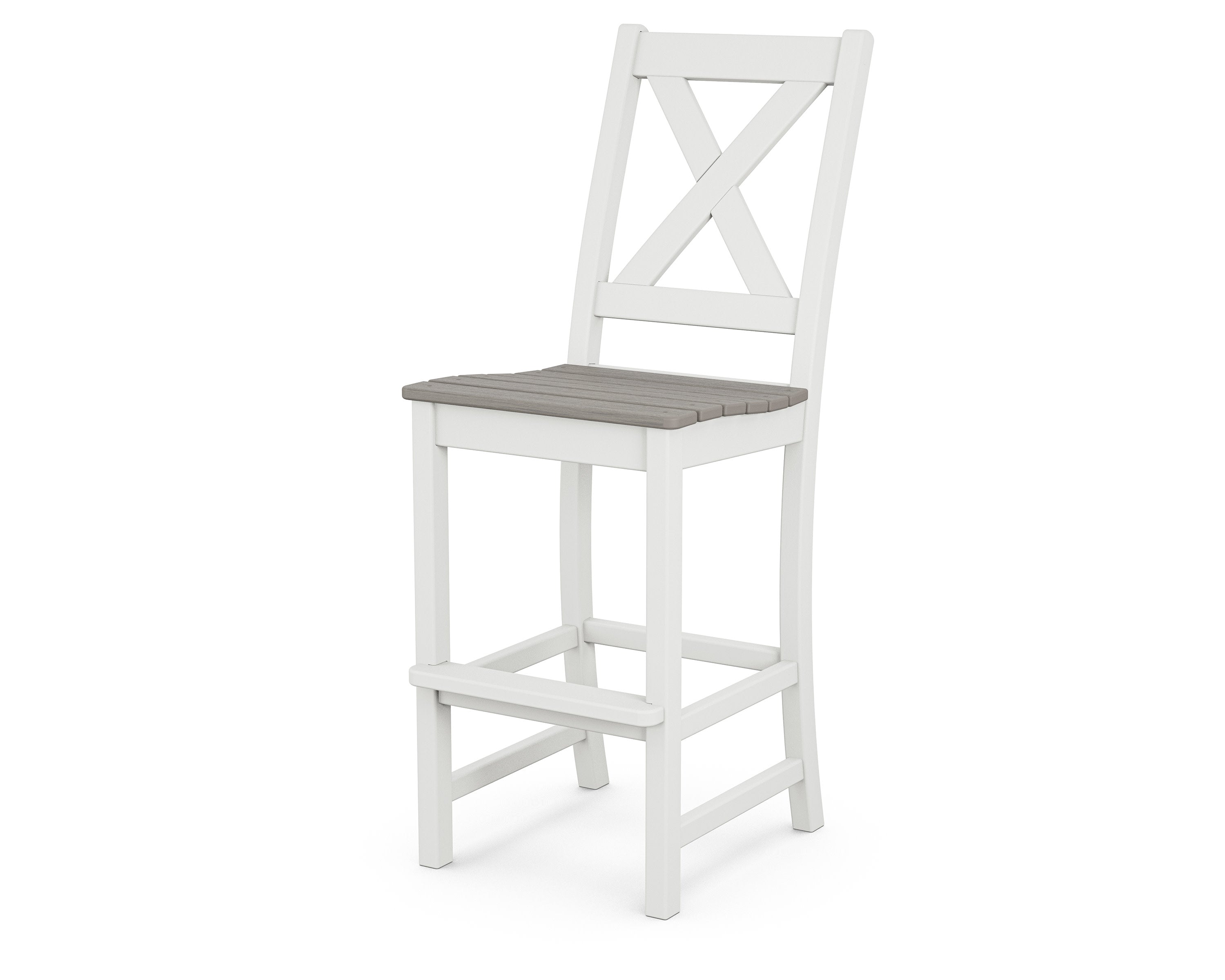 Braxton Bar Side Chair in White / Driftwood