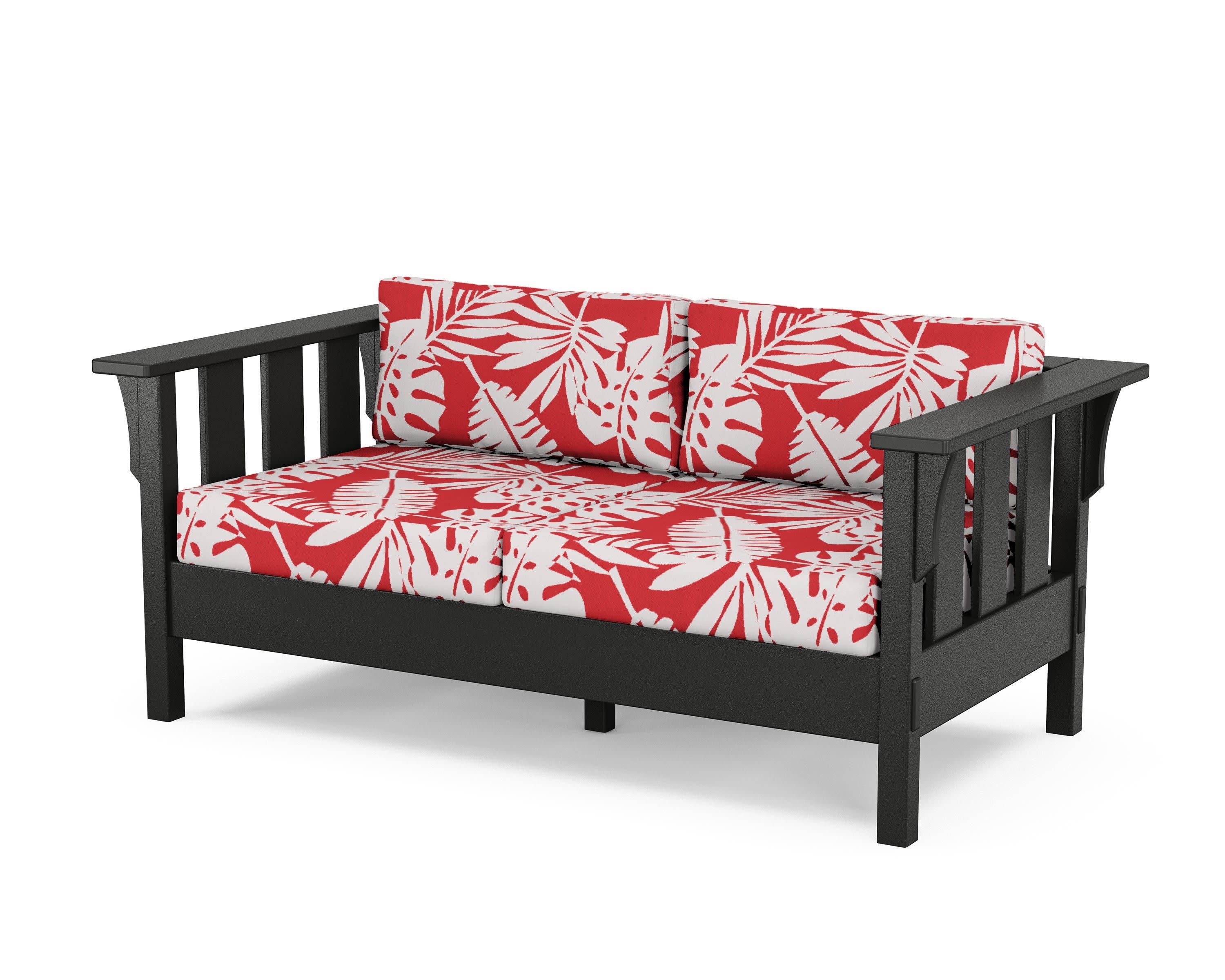 Acadia Deep Seating Loveseat in Black / Leaf Crimson
