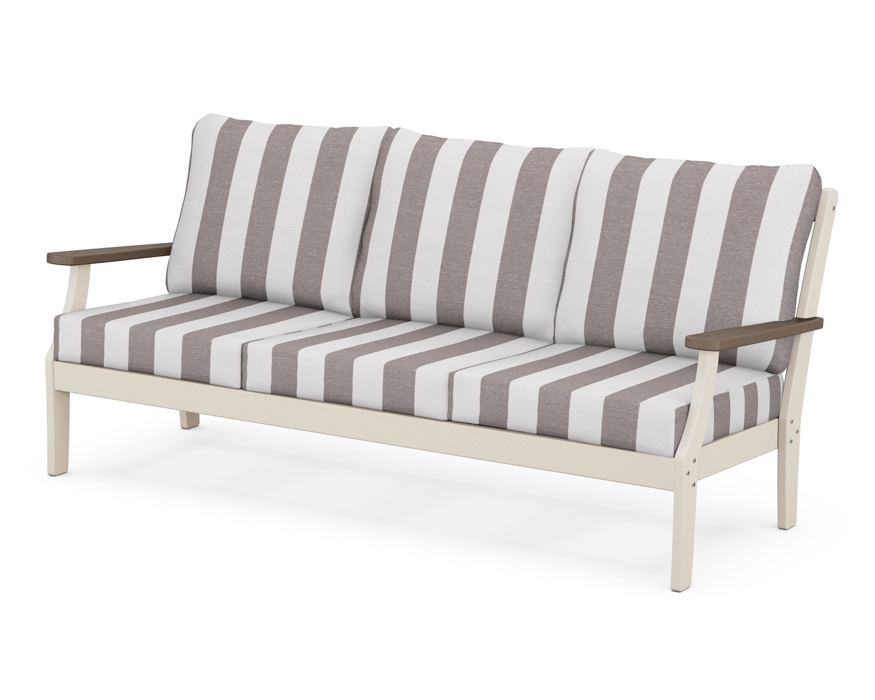Braxton Deep Seating Sofa in Sand / Kona / Cabana Stripe Grey Mist