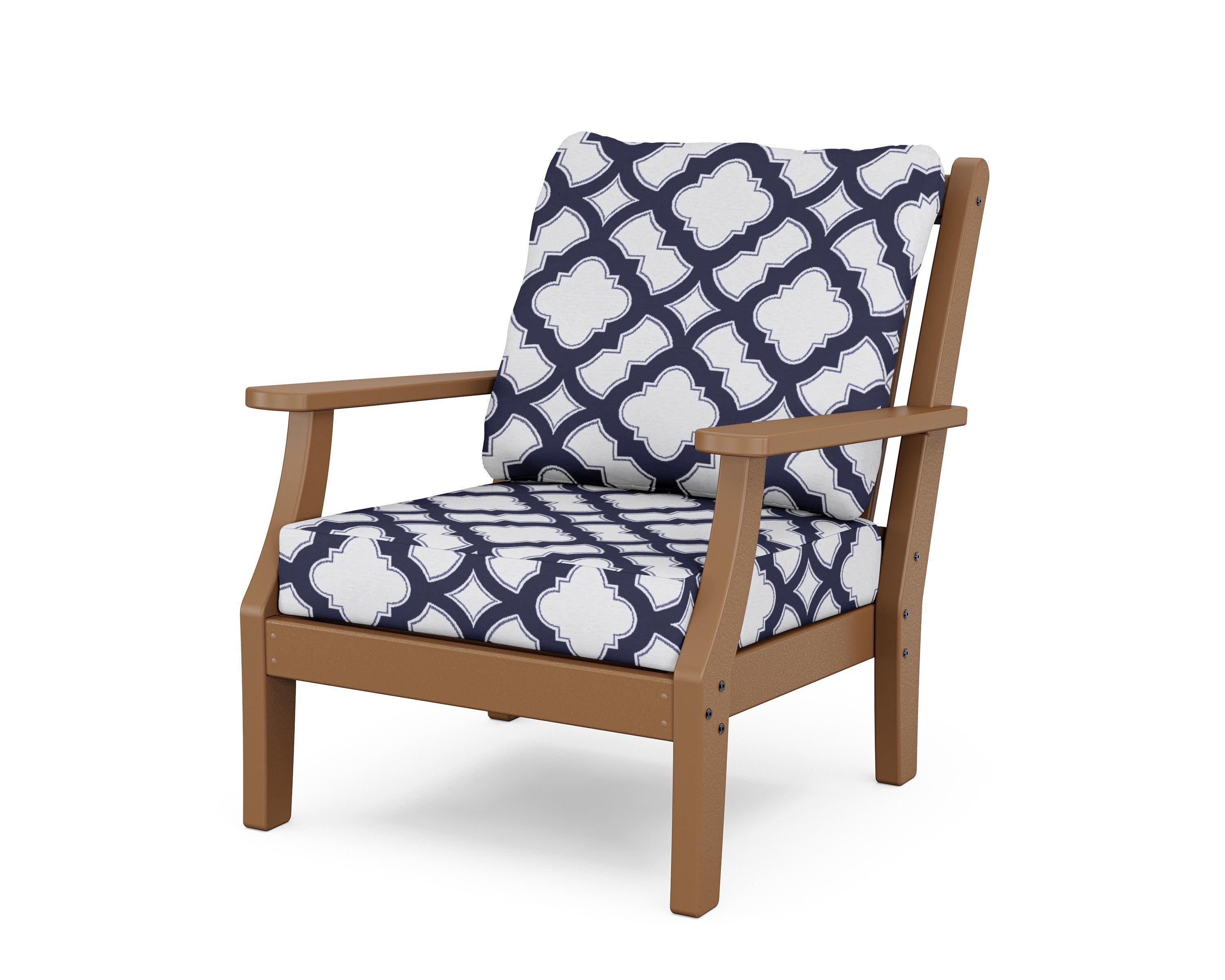 Wovendale Deep Seating Chair in Teak / Trellis Navy