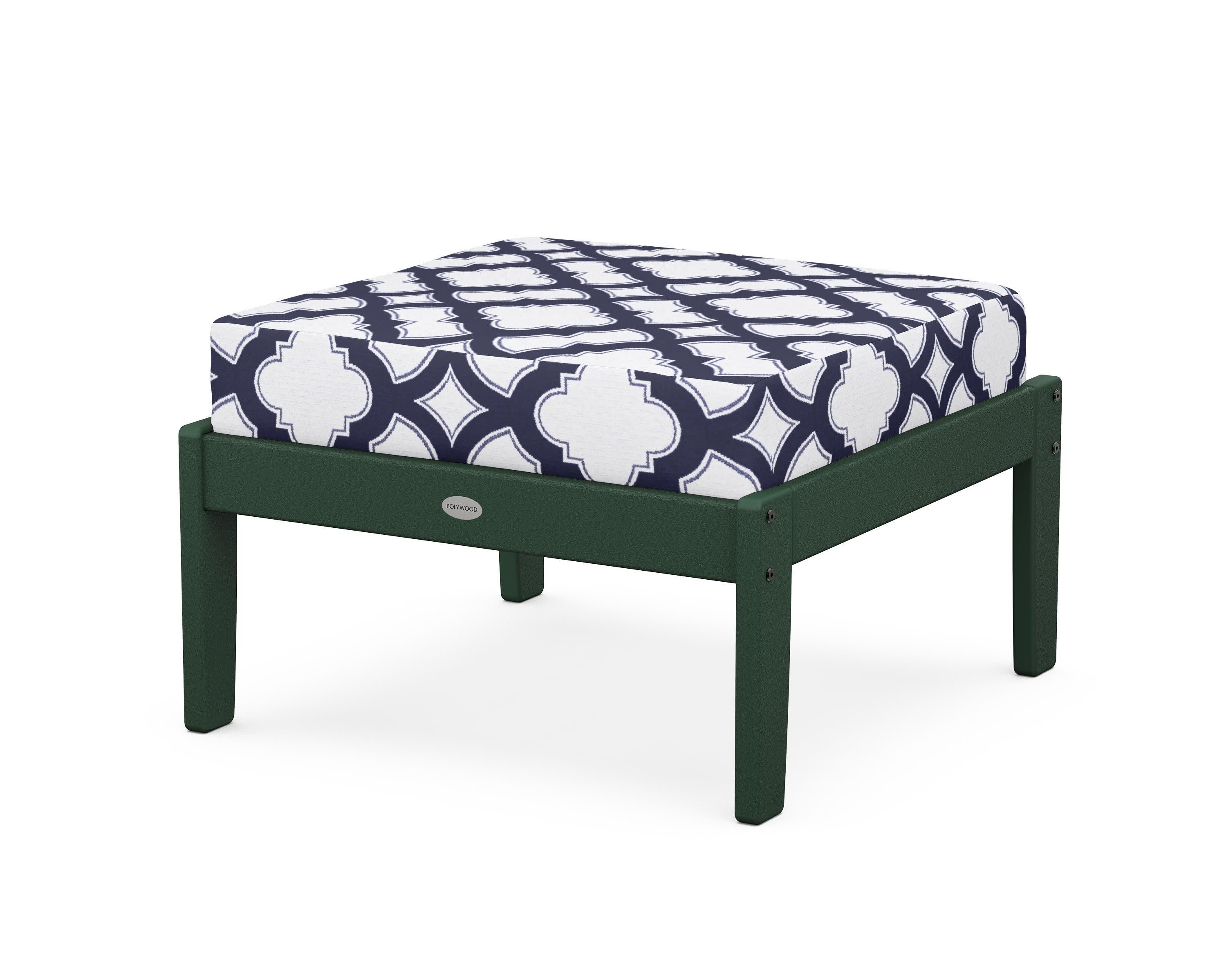 Braxton Deep Seating Ottoman in Green / Trellis Navy